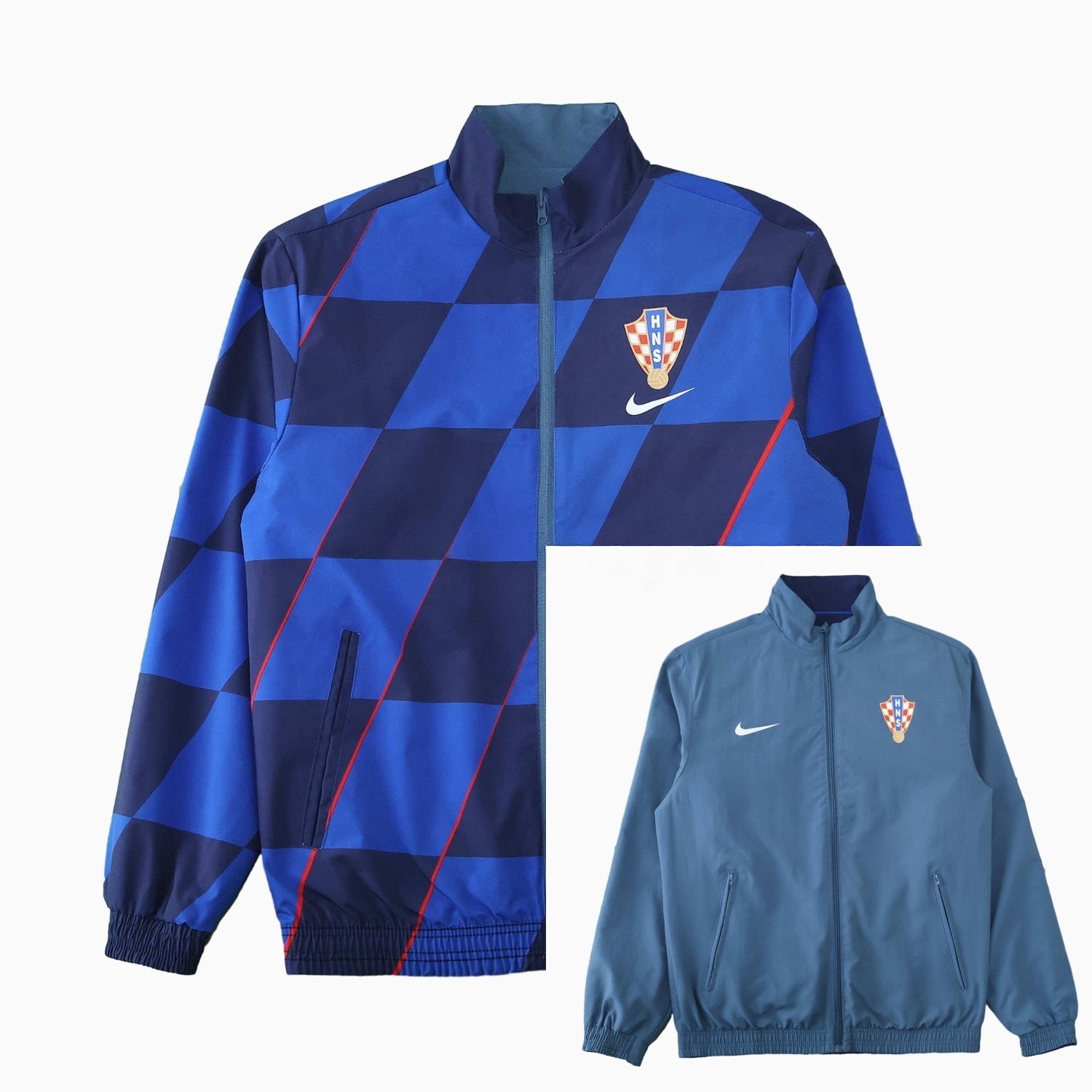 Croatia 24-25 Away Style Double Sided Reversible Windbreaker - Blue - JerseysGala