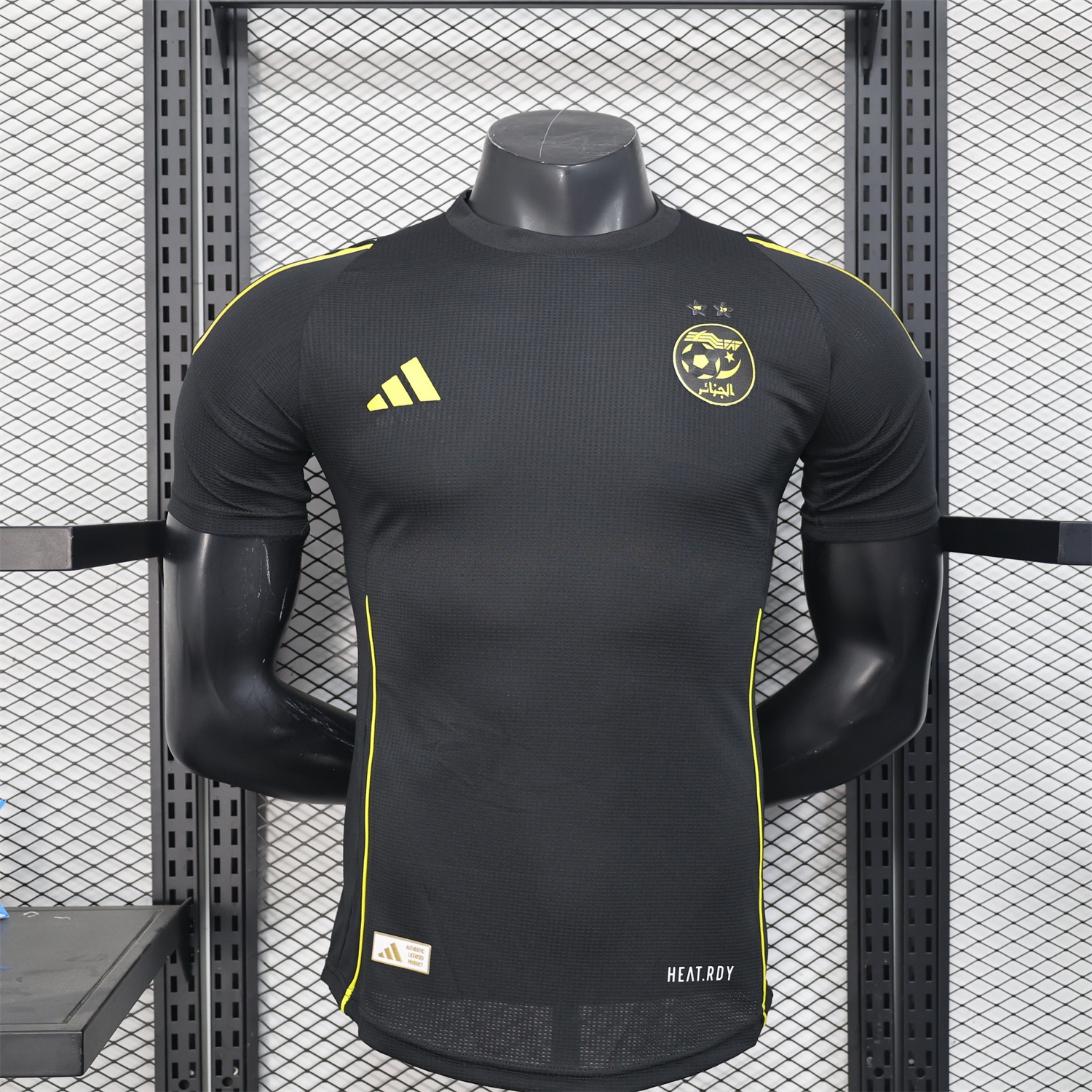 Algeria 25-26 Pure Black Jersey with Yellow Line - Player Version - JerseysGala
