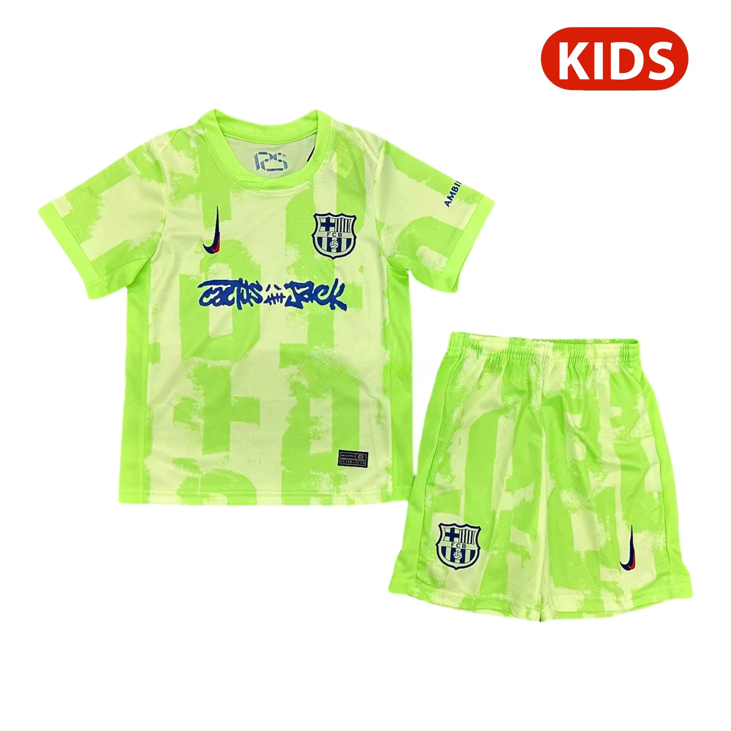 B.A.R.S.A x Travis Scott 24-25 Third Green Kids Kit - JerseysGala