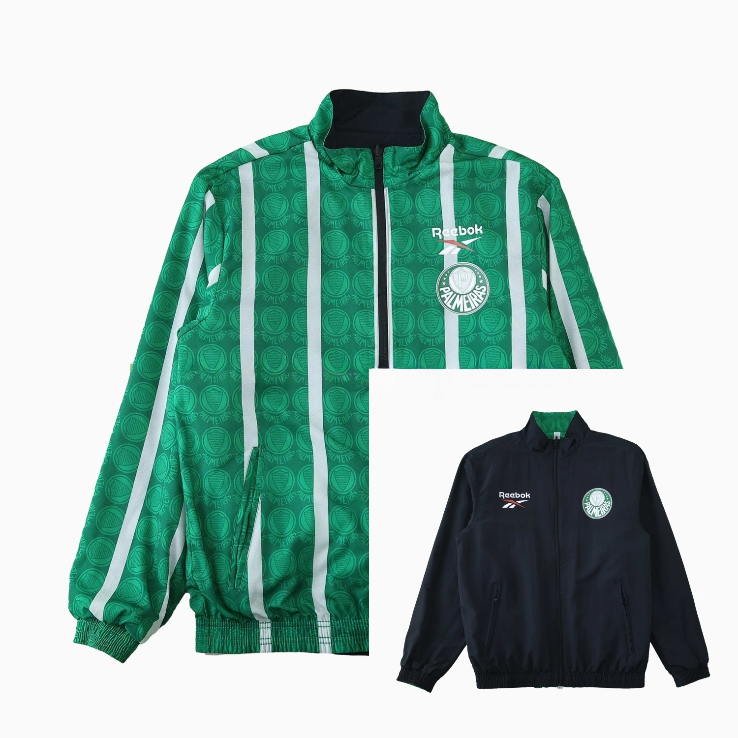 Palmeiras 25-26 Double Sided Reversible Windbreaker - Black & Green - JerseysGala
