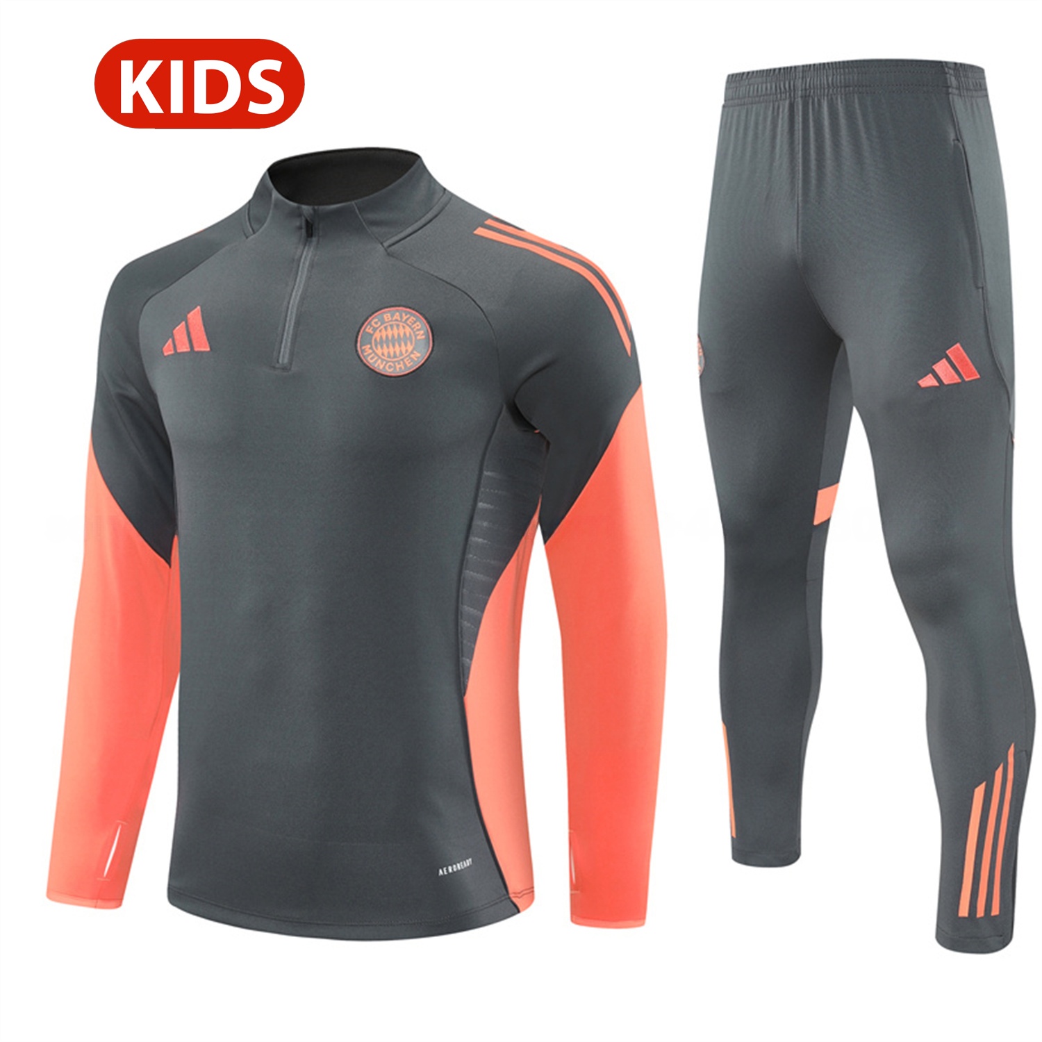 Bayern Munich 25-26 Kids Long Sleeves Training Set - Dark Grey Top & Pants - JerseysGala