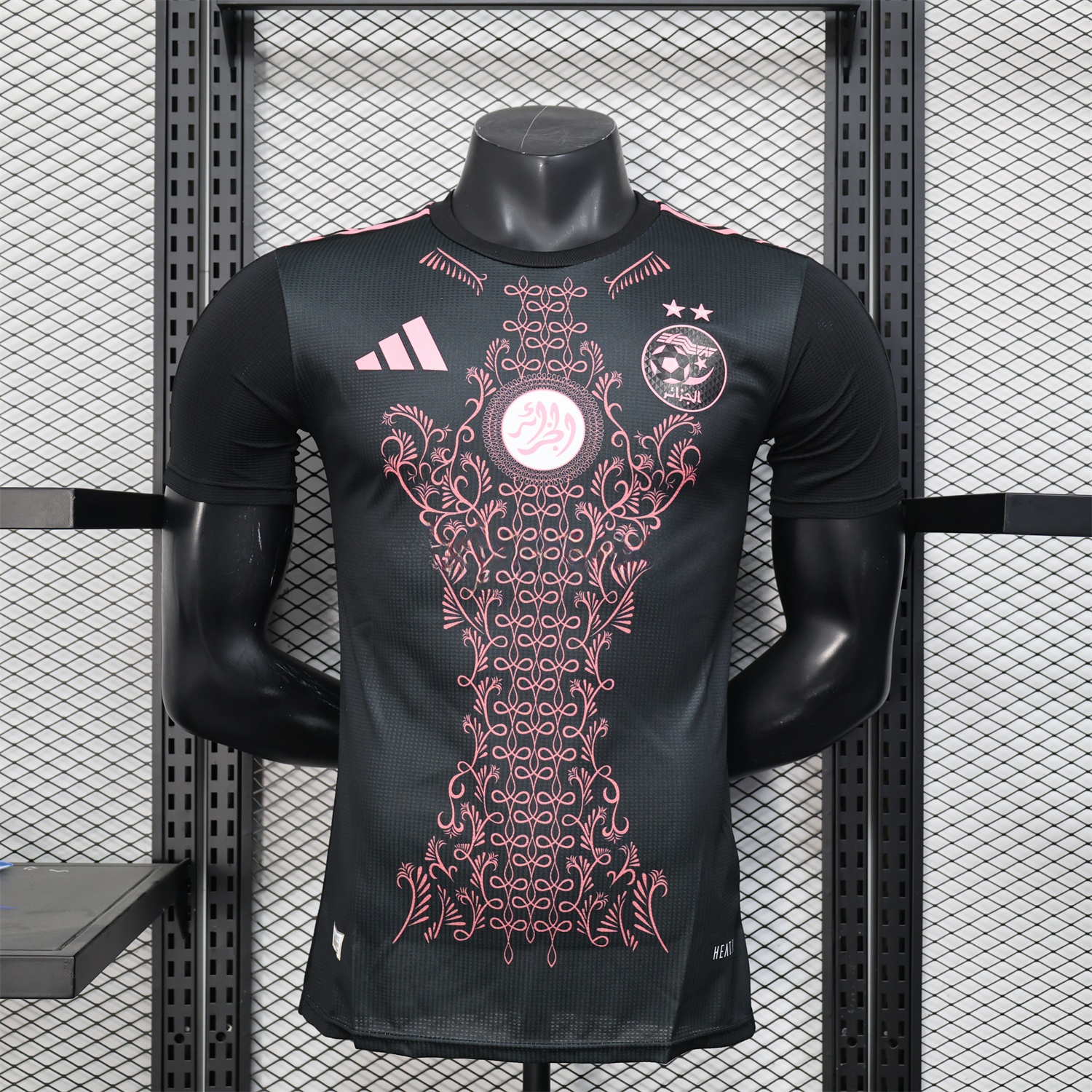 Algeria 25-26 Pure Black Jersey with Pink Pattern - Player Version - JerseysGala
