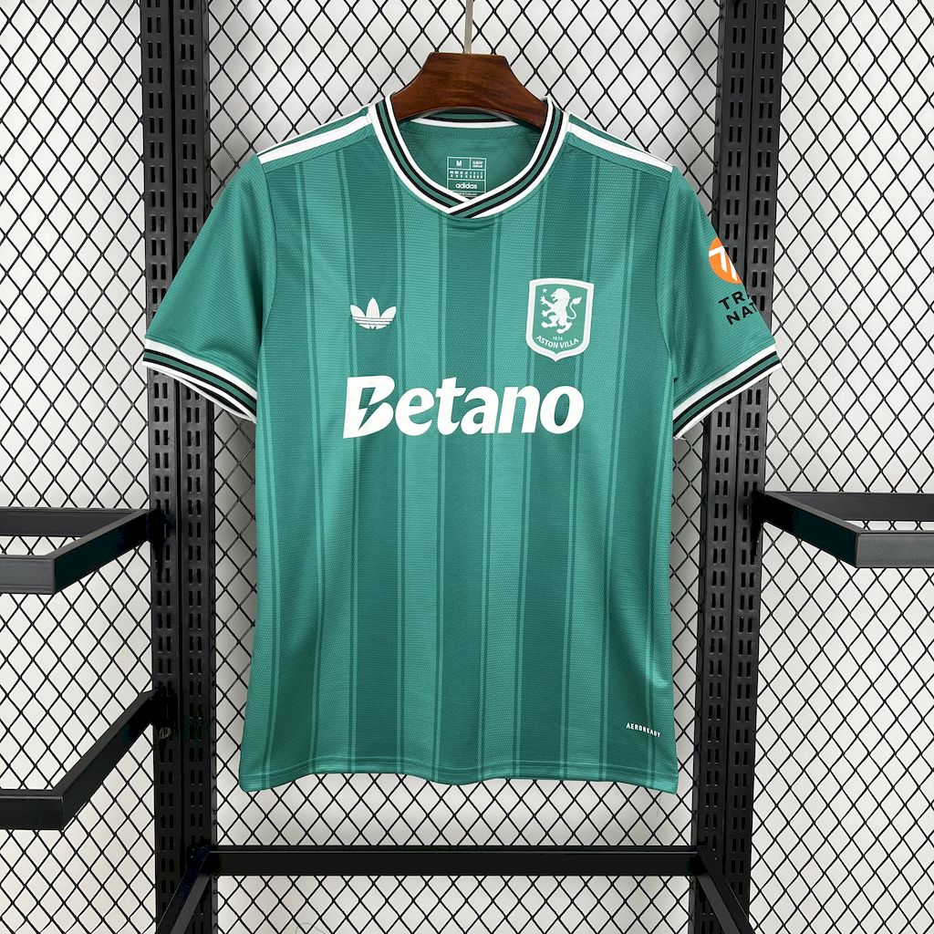 Aston Villa 24-25 Originals Green Stripe Jersey - Fans Version - JerseysGala