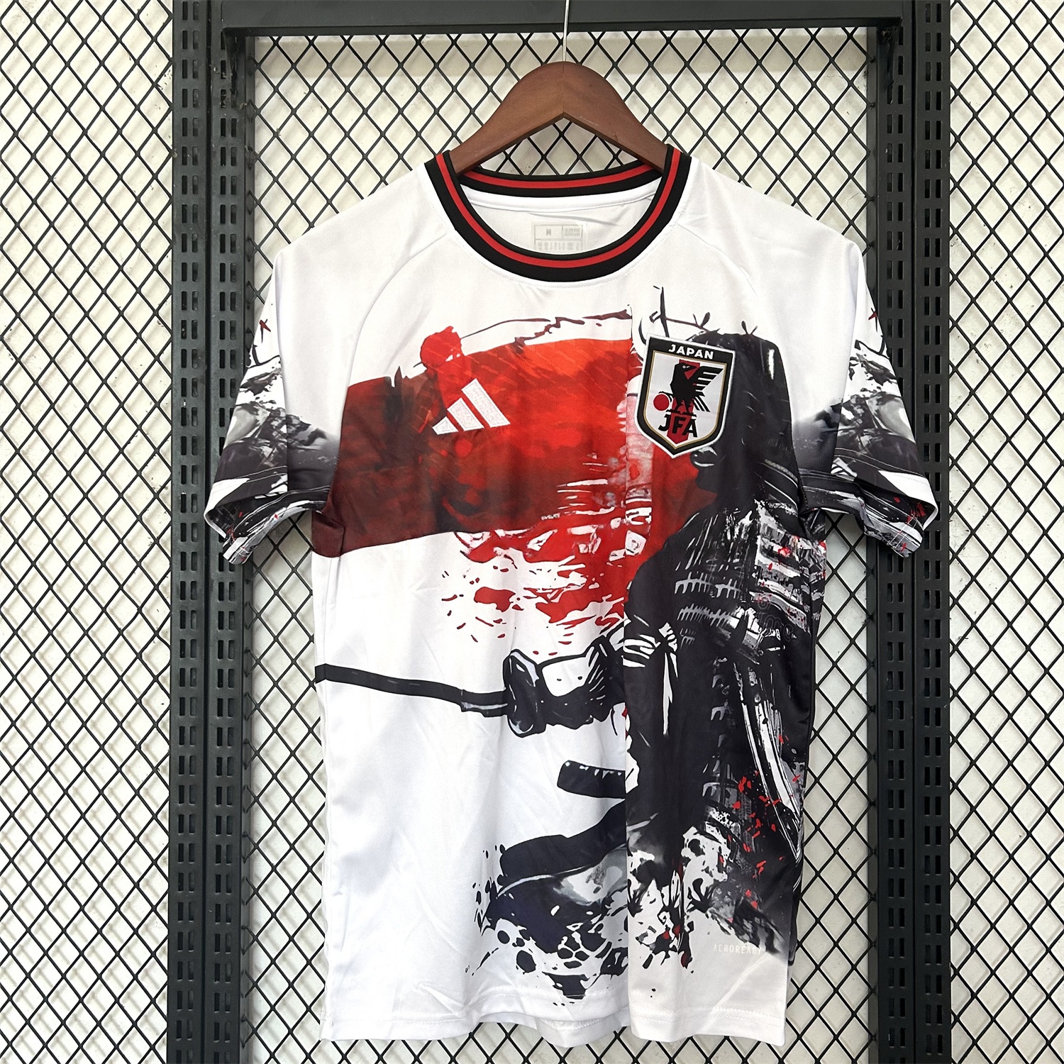 Japan 25-26 Black Samurai Silhouette White Jersey - Fans Version - JerseysGala