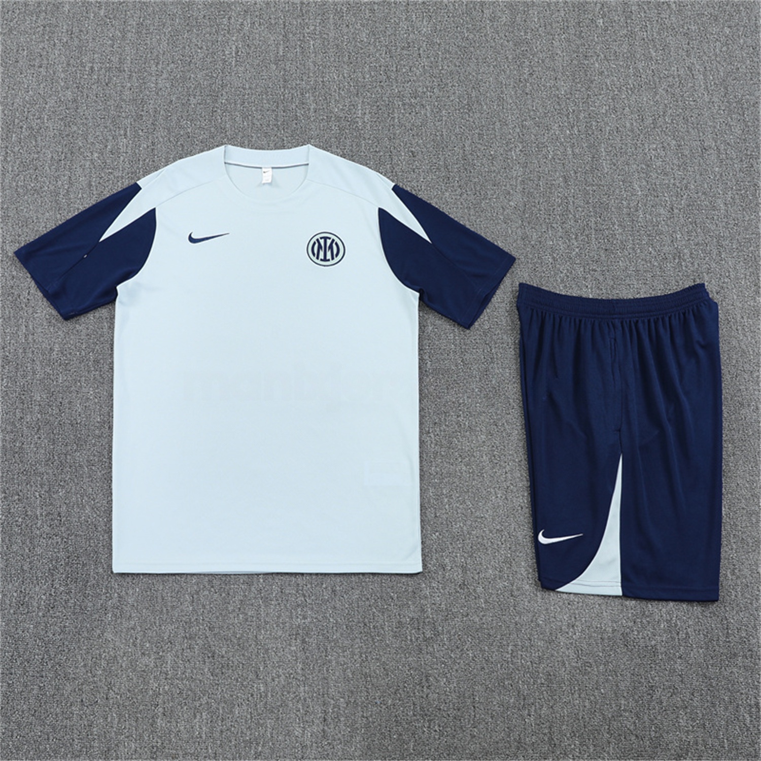 Inter Milan 25-26 Short-Sleeve Training Set - Light Grey Top & Blue Shorts - JerseysGala