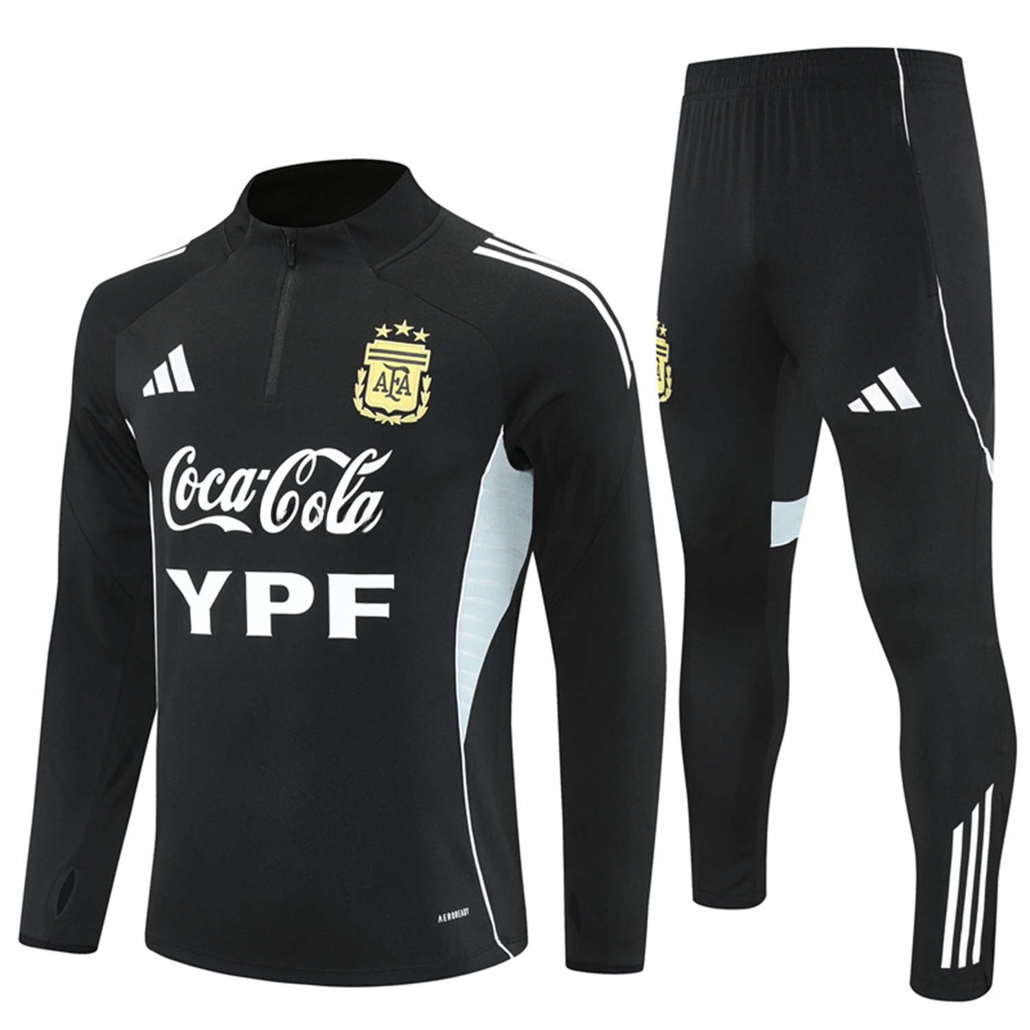 Argentina 25-26 Long Sleeves Training Set - Black Top & Black Pants - JerseysGala