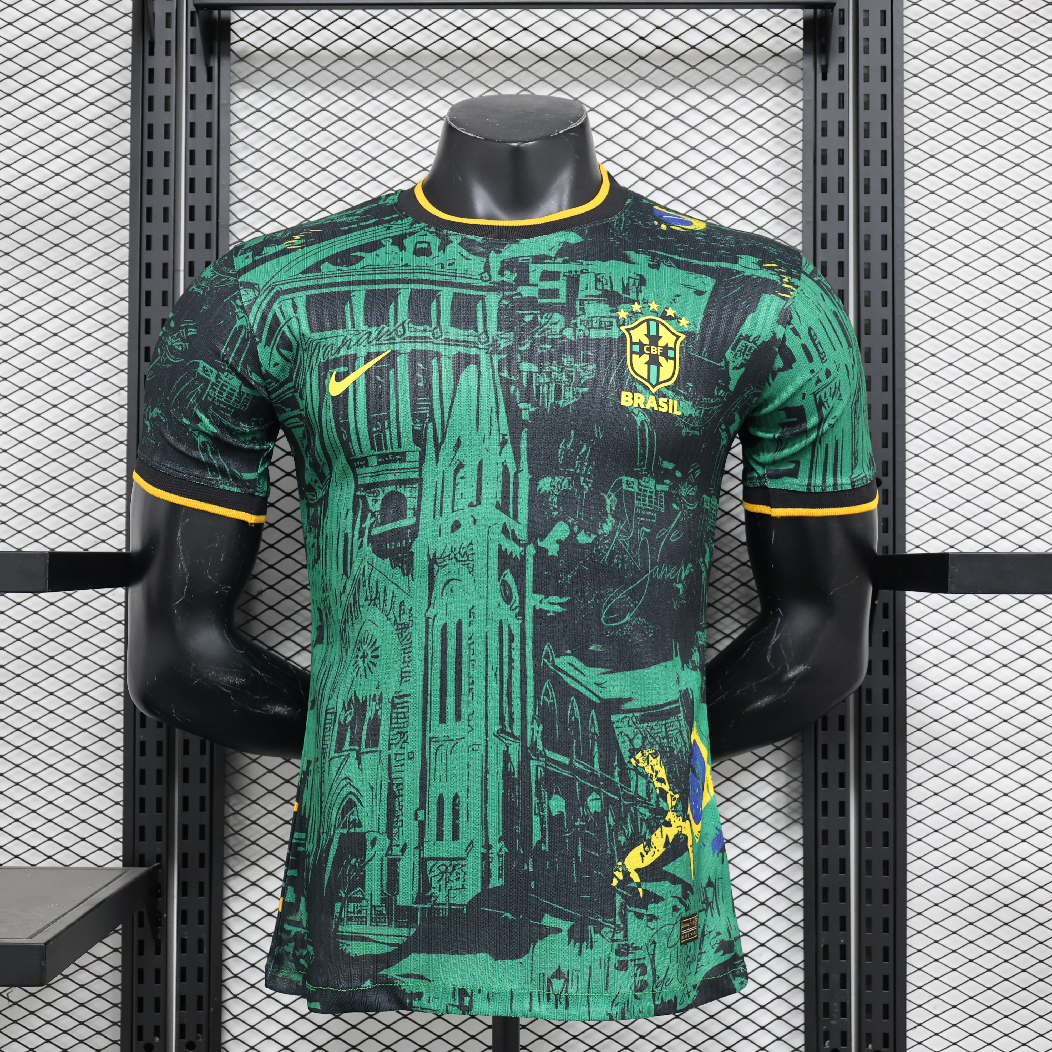 Brazil 2024 Black and Green Church Jersey - Player Version - JerseysGala