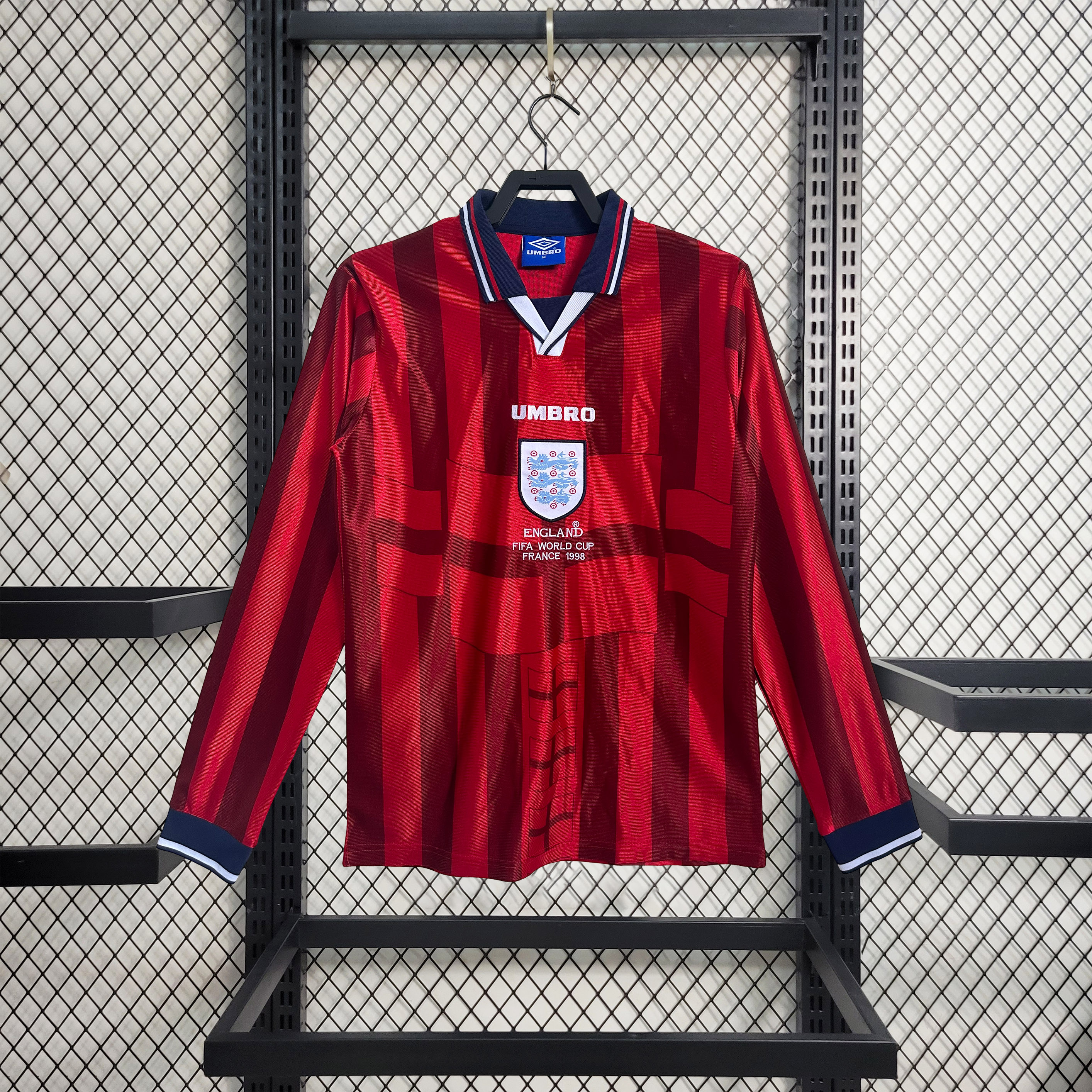 Retro England 1998 Away Long Sleeve Jersey - JerseysGala