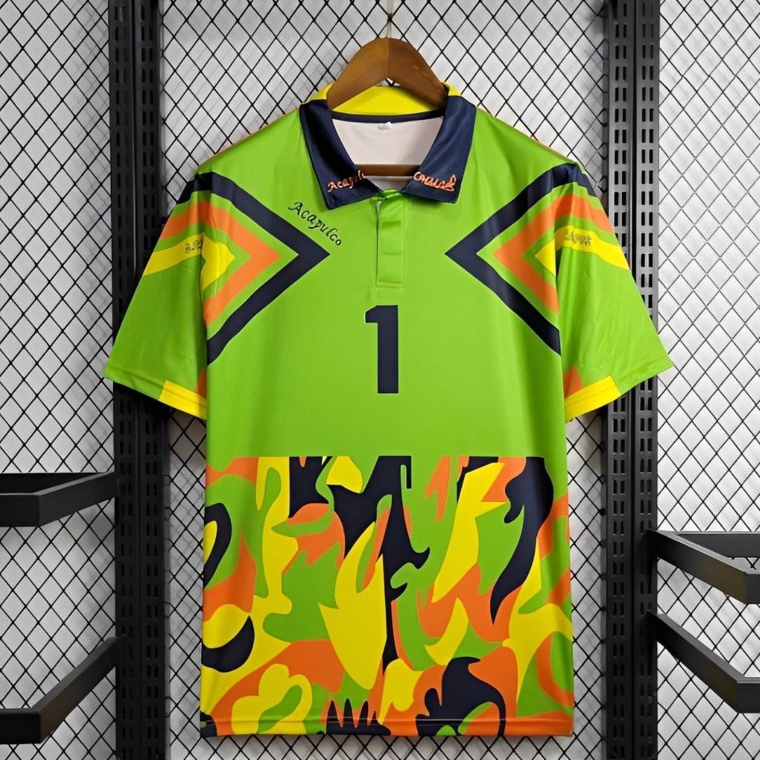 Retro Mexico 1994 Goalkeeper Green Orange Jersey - JerseysGala
