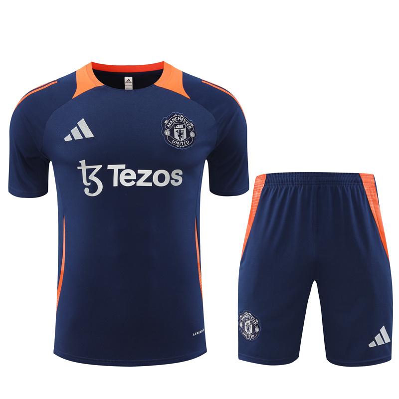 Manchester United 24-25 Short-Sleeve Training Kids Kit - Deep Blue - JerseysGala