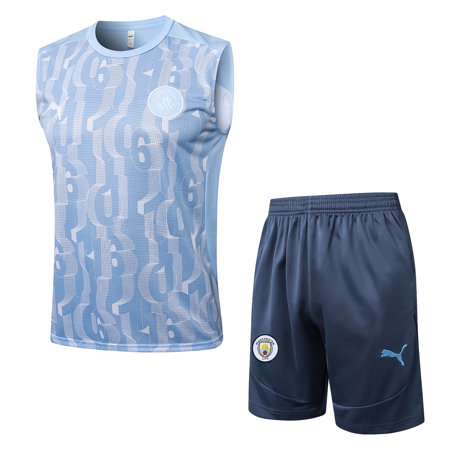 Manchester City 25-26 Vest Training Set - Sky Blue Vest and Deep Blue Shorts - JerseysGala