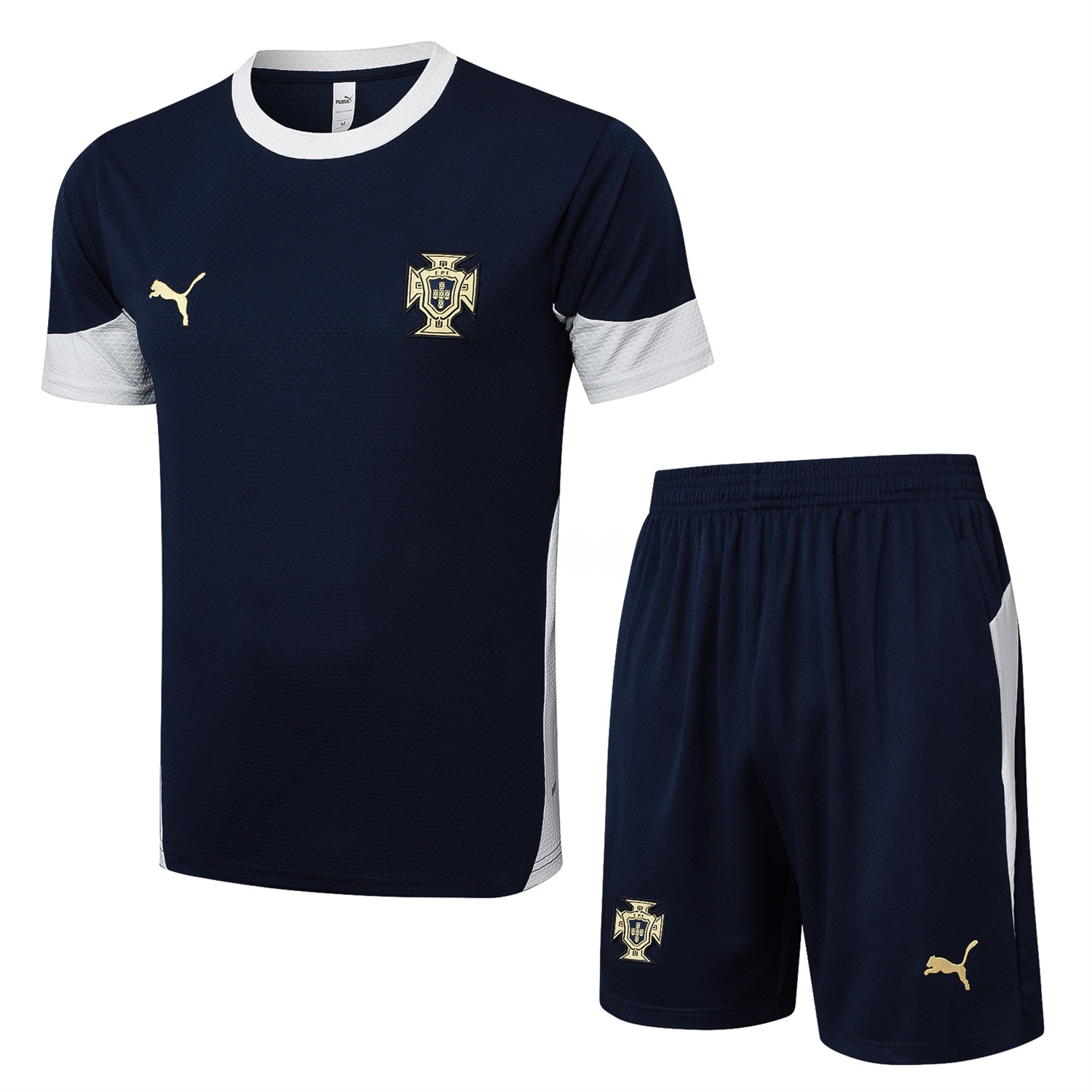 Portugal 25-26 Short-Sleeve Training Set - Deep Blue Top and Shorts - JerseysGala