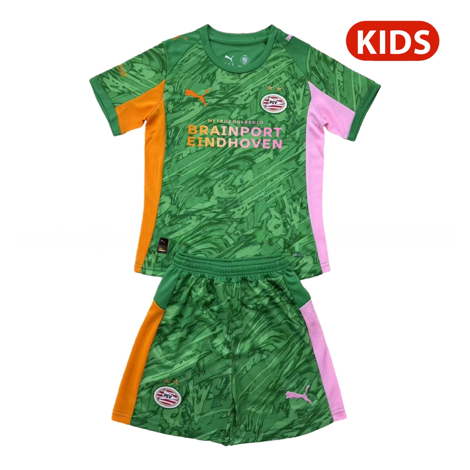 PSV Eindhoven 25-26 Green Goalkeeper Kids Kit - JerseysGala