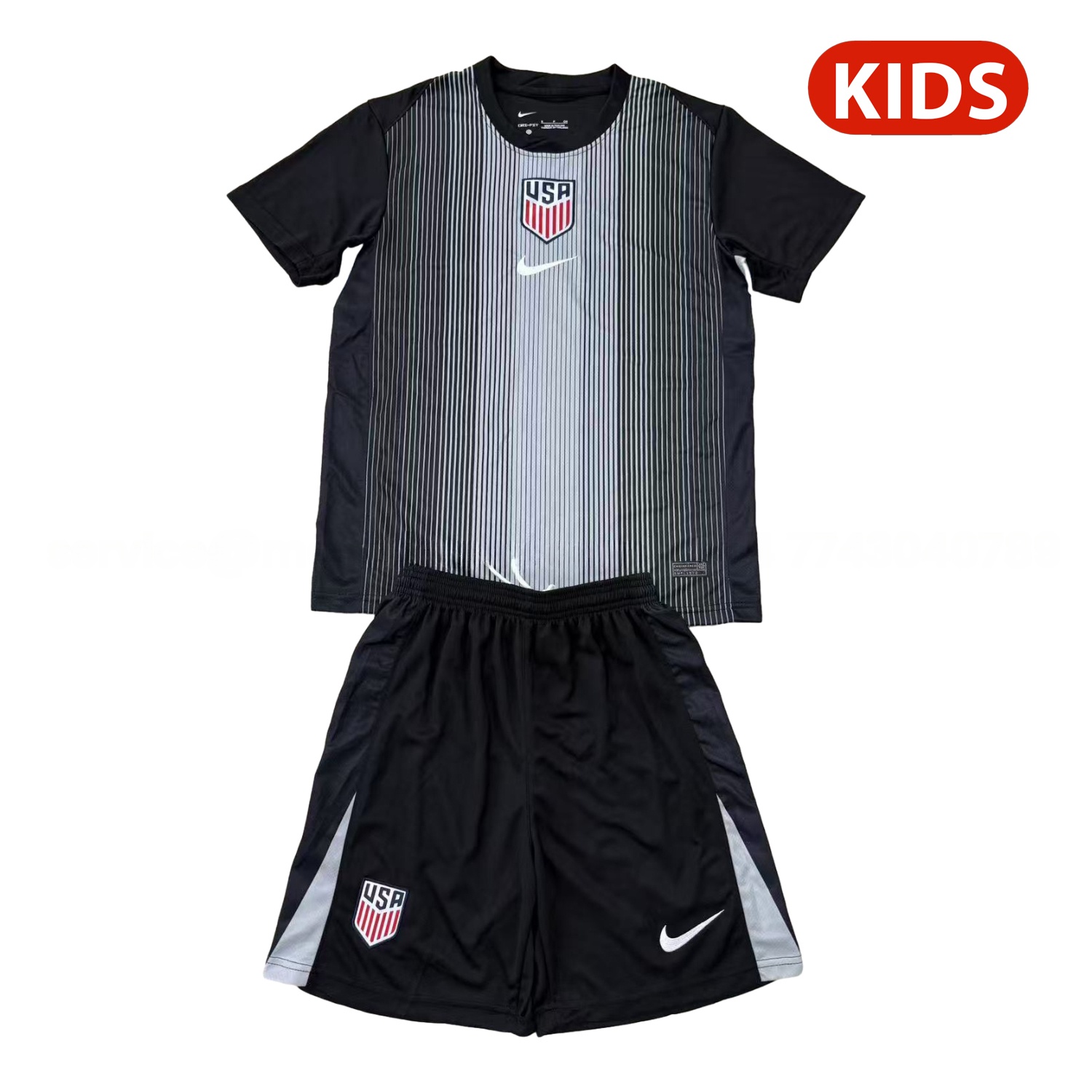 United States USA 25-26 Black Goalkeeper Kids Kit - JerseysGala