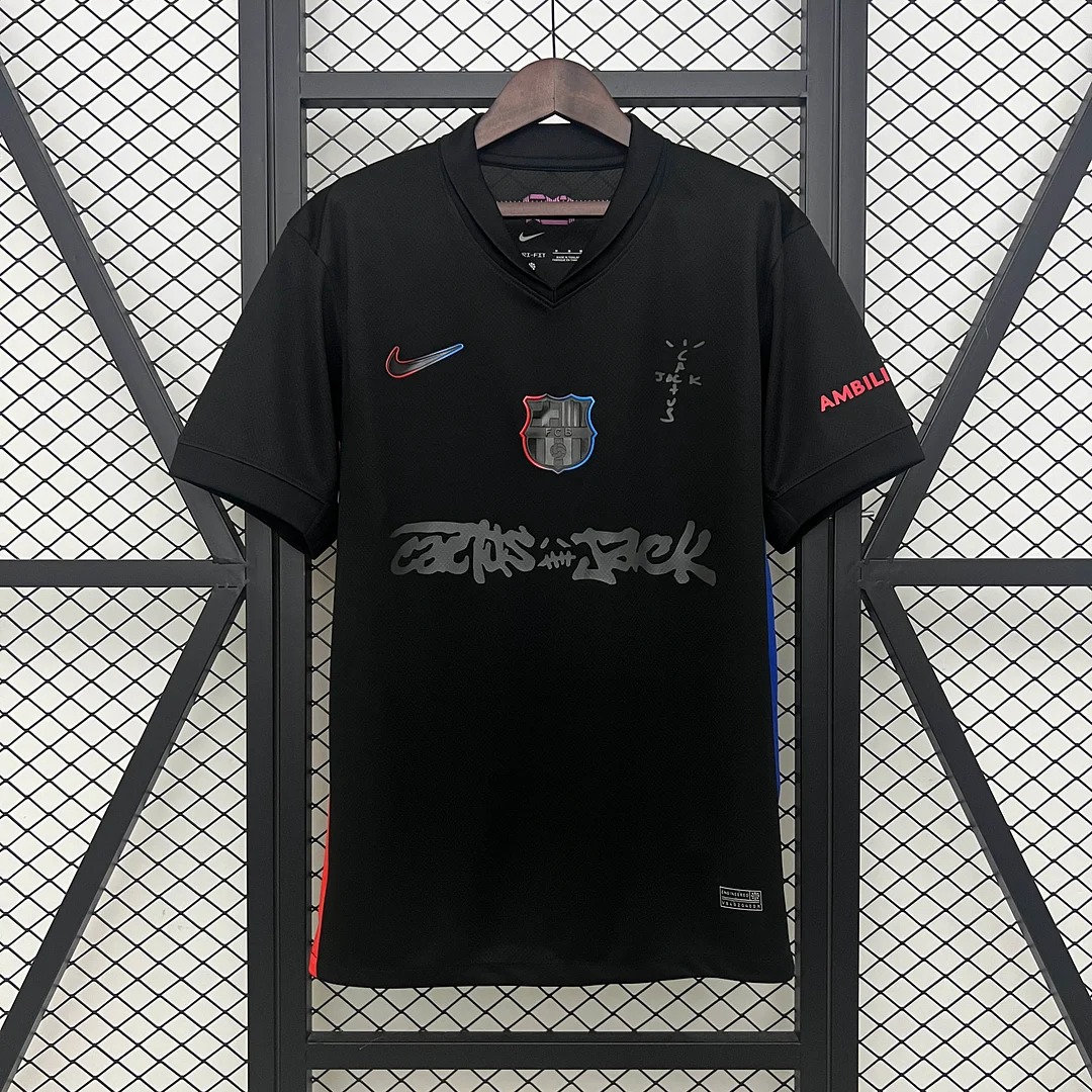 B.A.R.S.A x Travis Scott 24-25 Away Pure Black Jersey - Fans Version - JerseysGala