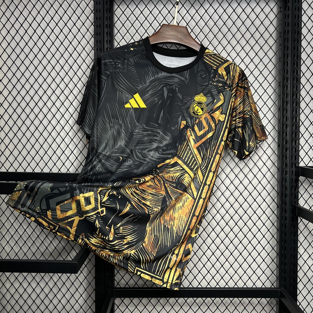 Real Madrid 24-25 Black and Gloden Lion Jersey - Fans Version - JerseysGala