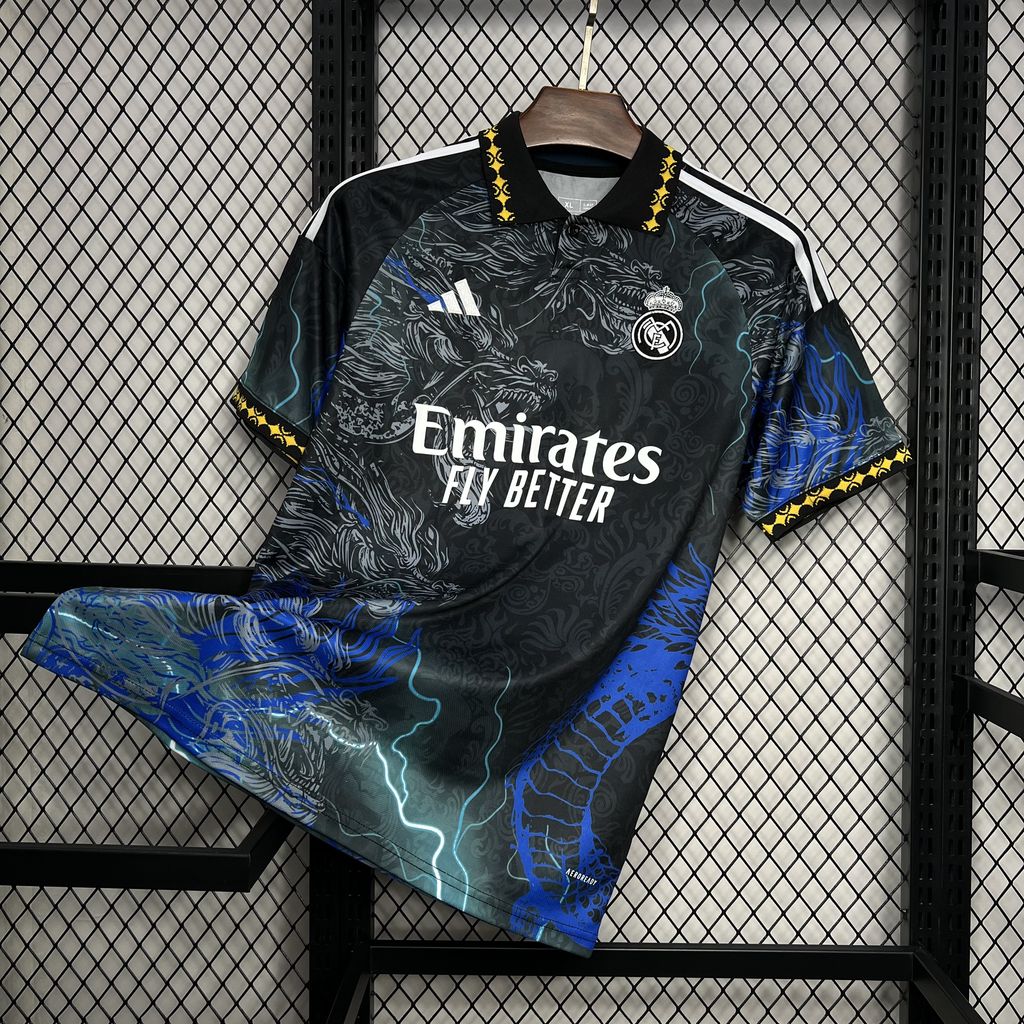 Real Madrid 24-25 White & Blue Loong Special Edition Jersey - Fans Version - JerseysGala