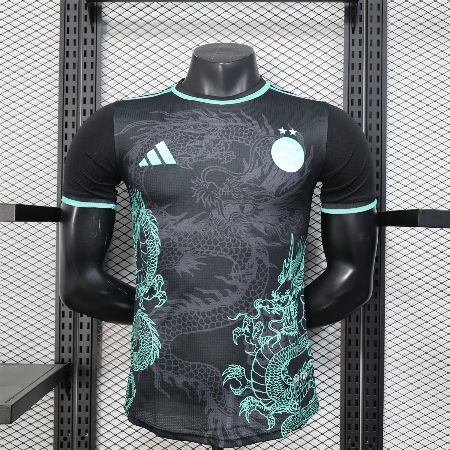 Algeria 25-26 Green Dragon Pattern Black Jersey - Player Version - JerseysGala