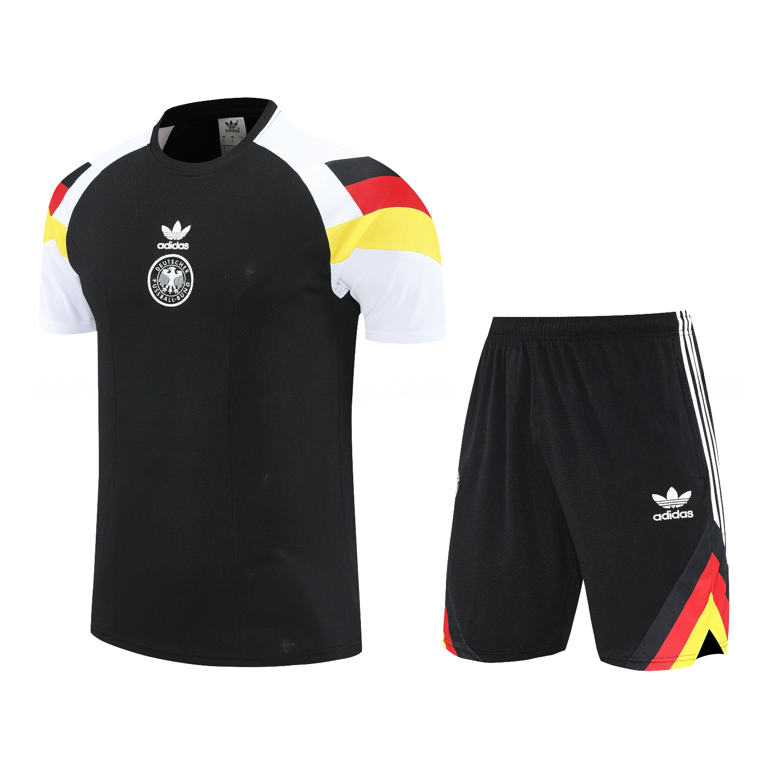 Germany 25-26 Short-Sleeve Training Set - Black Top & Black Shorts - JerseysGala