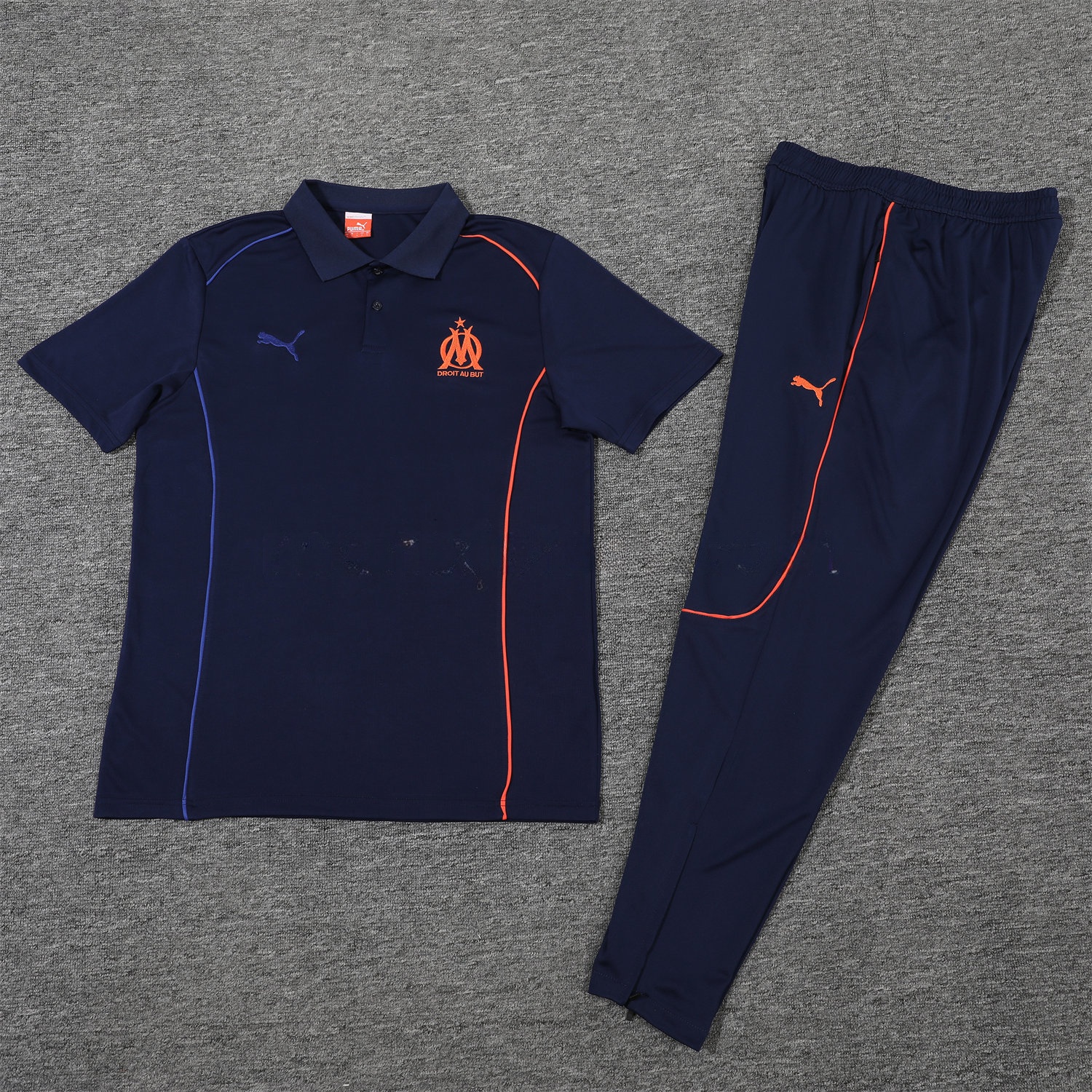 Marseille 25-26 POLO Short-Sleeve Training Set - Deep Blue Top and Pants - JerseysGala