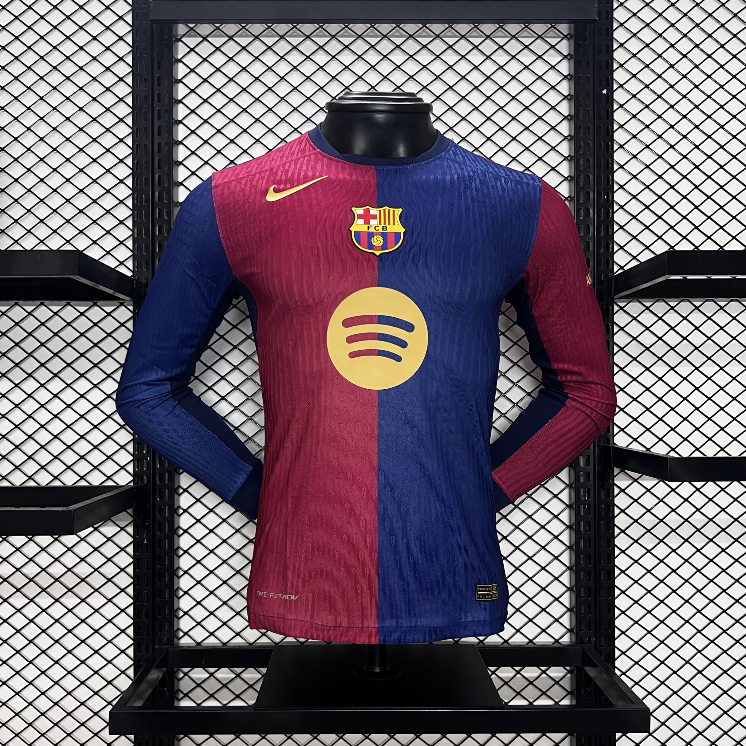B.A.R.S.A 24-25 Home Long Sleeve Jersey with Big Logo - Player Version - JerseysGala