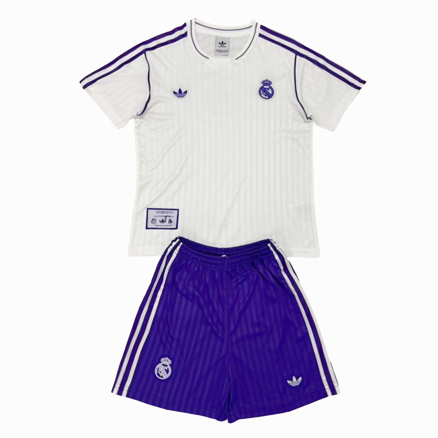 Real Madrid 24-25 White Terrace Icon Retro Style Men's Adult Jersey Set - Fans Version - JerseysGala