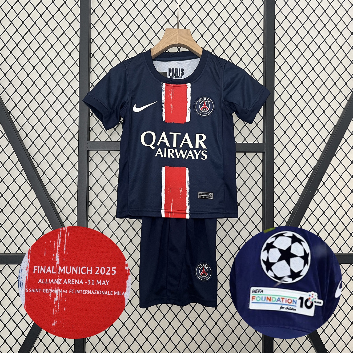 Paris Saint-Germain PSG 24-25 Champions League Final Home Kids Kit - JerseysGala