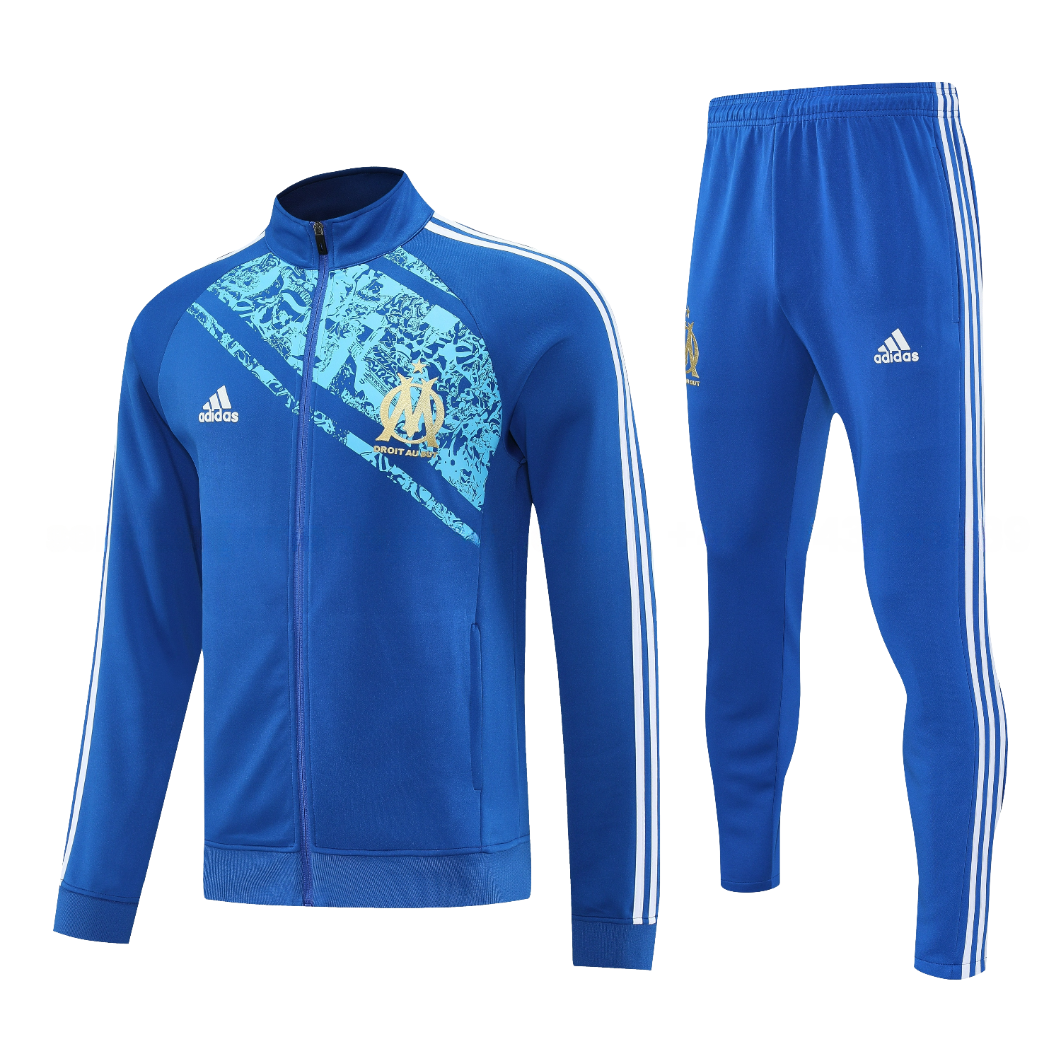 Marseille 25-26 Jacket Training Tracksuit - Blue Jackets & Blue Pants - JerseysGala