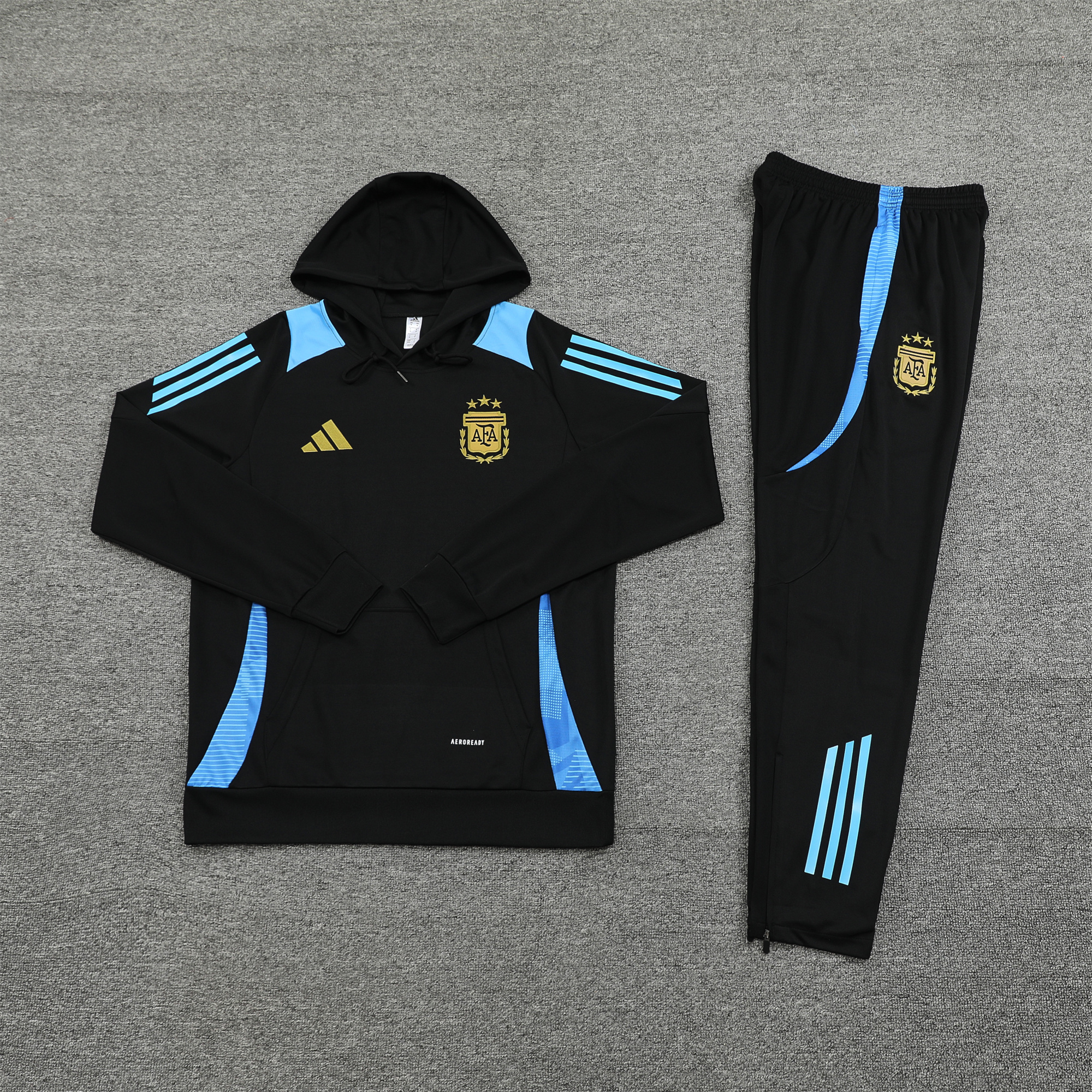 Argentina 24-25 Long Sleeve Training Set - Black Blue - JerseysGala