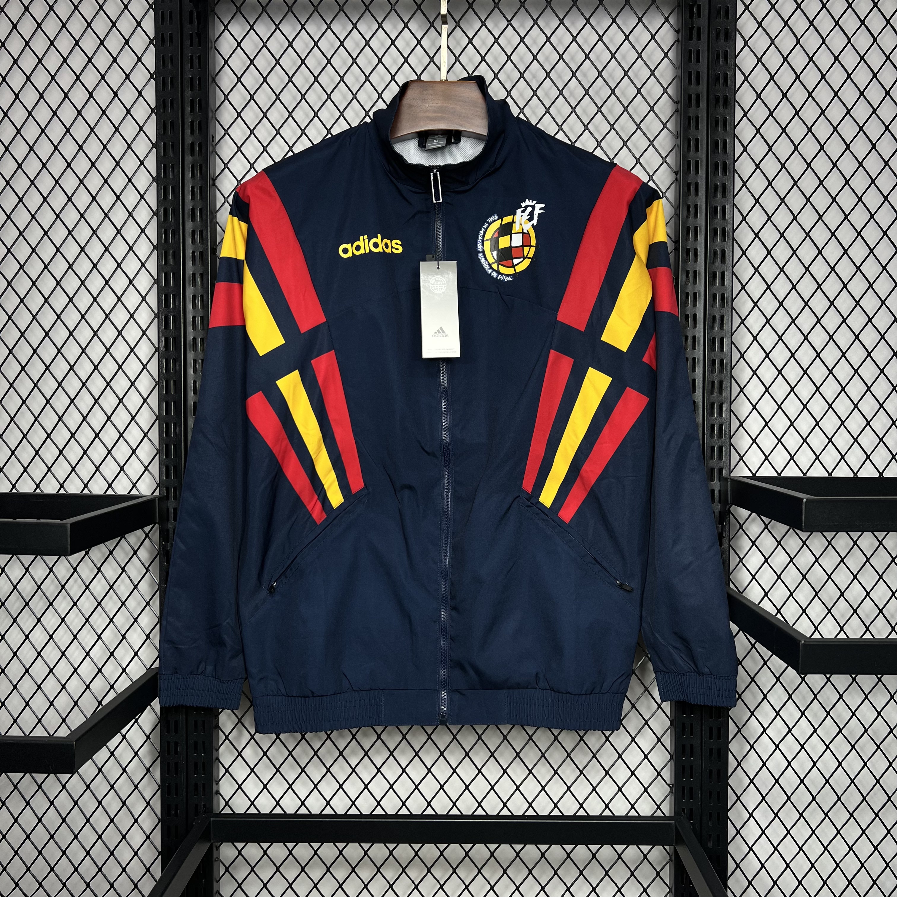 Spain 2024 Retro Style Player Windbreaker Jacket - Deep Blue - JerseysGala