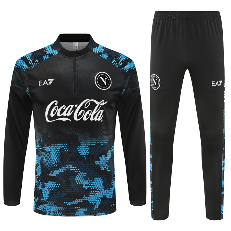 Napoli 24-25 Long Sleeve Training Set - Black Blue - JerseysGala