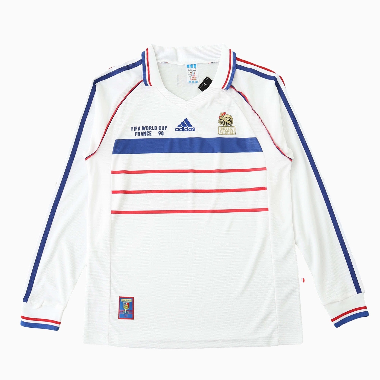 Retro France 1998 Away Long Sleeves Jersey (with 1998 World Cup mark on right chest) - JerseysGala