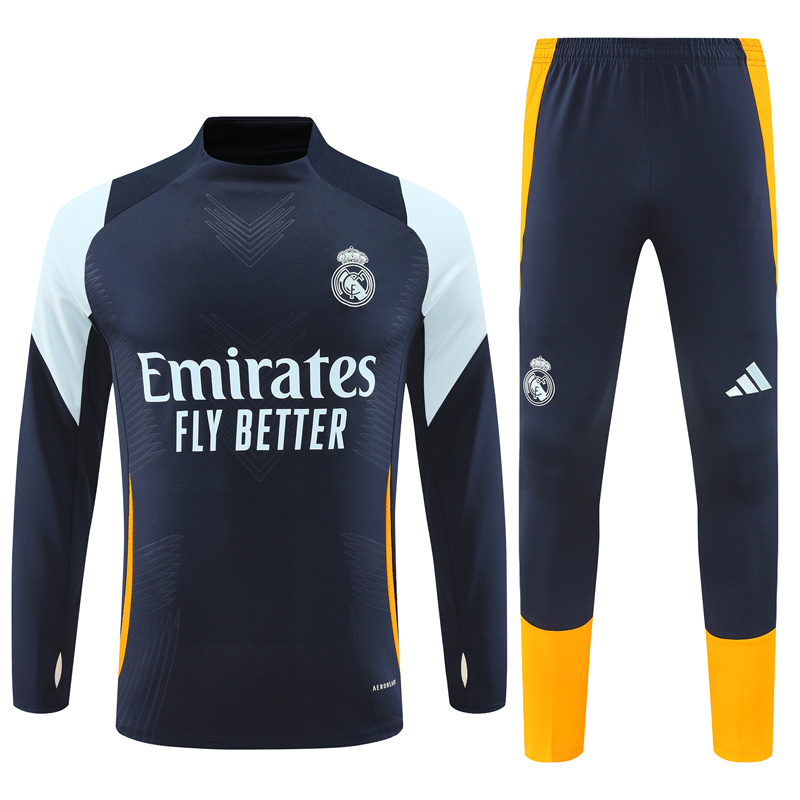 Real Madrid 24-25 Kids Long Sleeve Training Set - Player Version - Royal Blue - JerseysGala