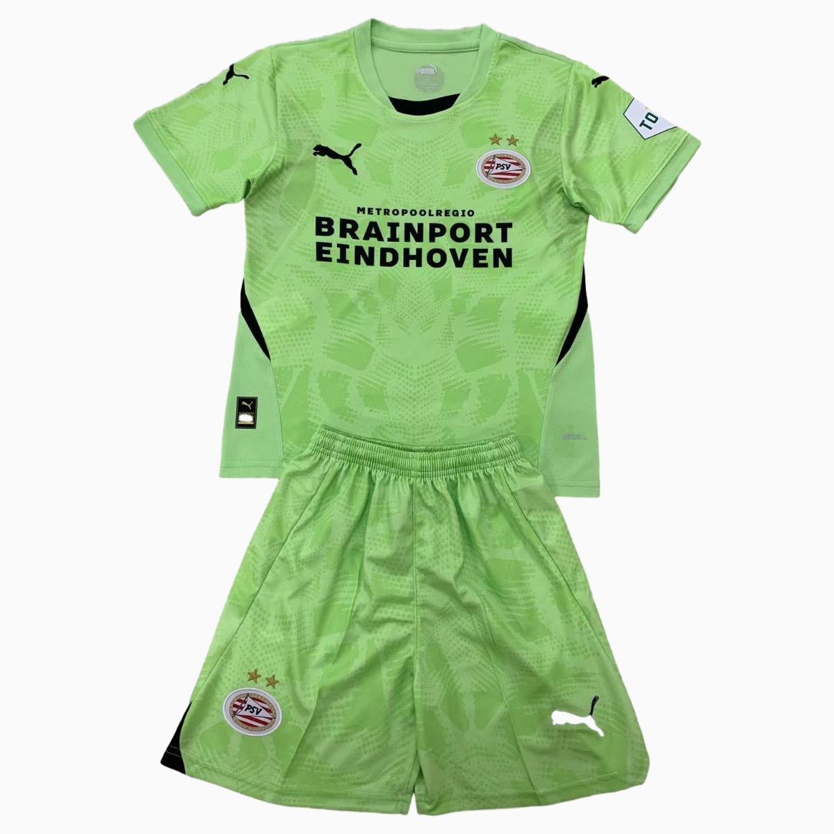 PSV Eindhoven 24-25 Light Green Goalkeeper Kids Kit - JerseysGala