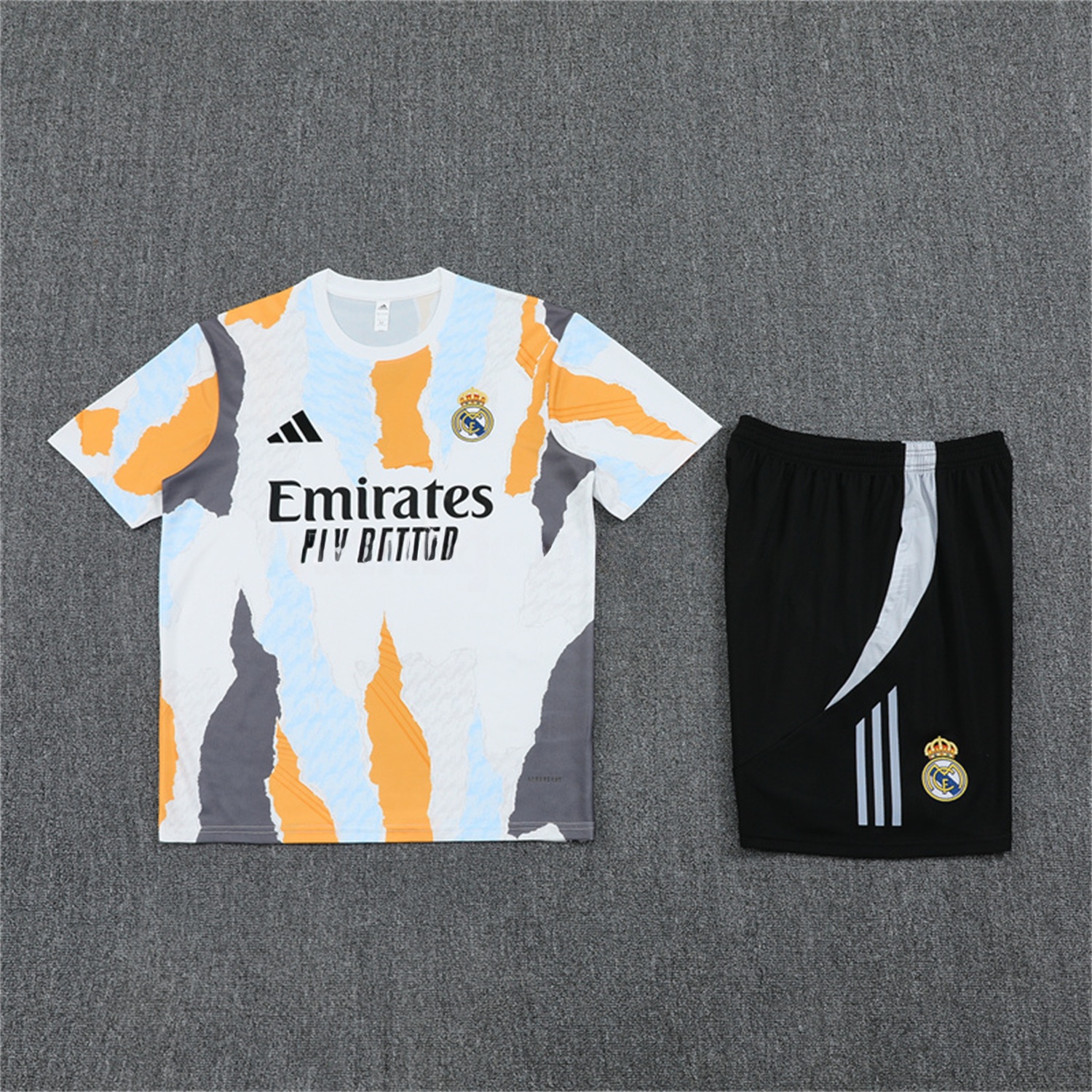 Real Madrid 24-25 Pre-Match Kids Short-Sleeve Training Set - Camouflage - JerseysGala