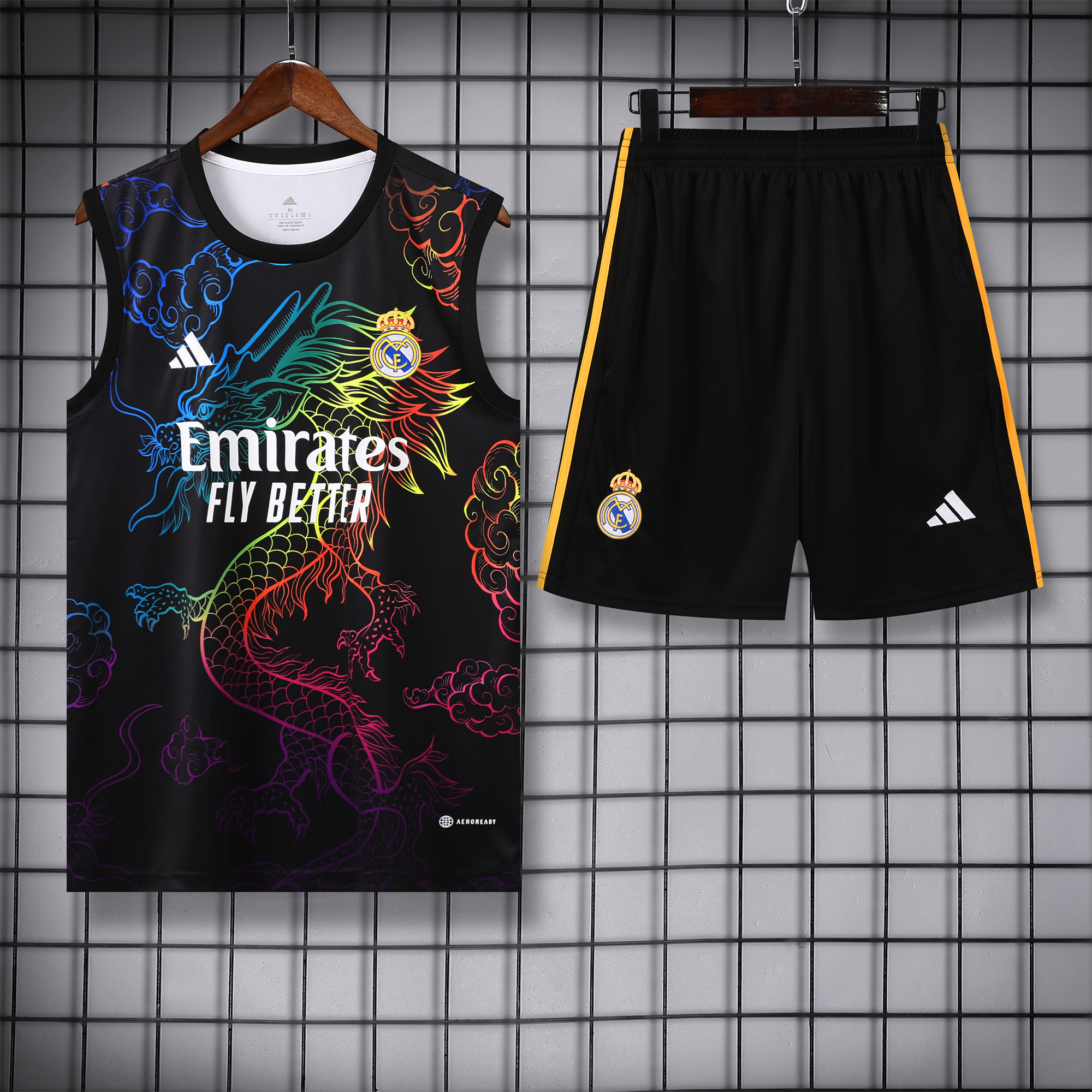 Real Madrid 24-25 Vest Training Set - Black Dragon - JerseysGala