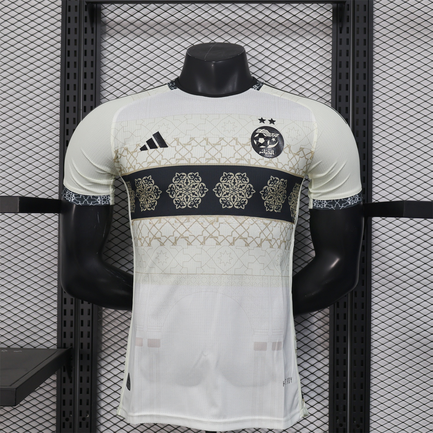Algeria 25-26 Light Yellow with Black Classical Pattern Jersey - Player Version - JerseysGala