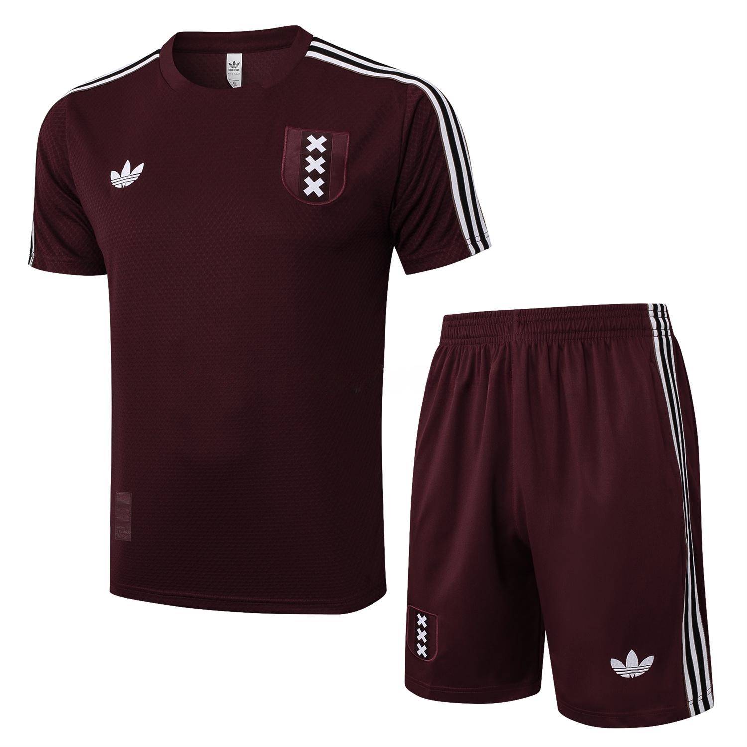 Ajax 25-26 Throwback Trefoil Short-Sleeve Training Set - Deep Red - JerseysGala