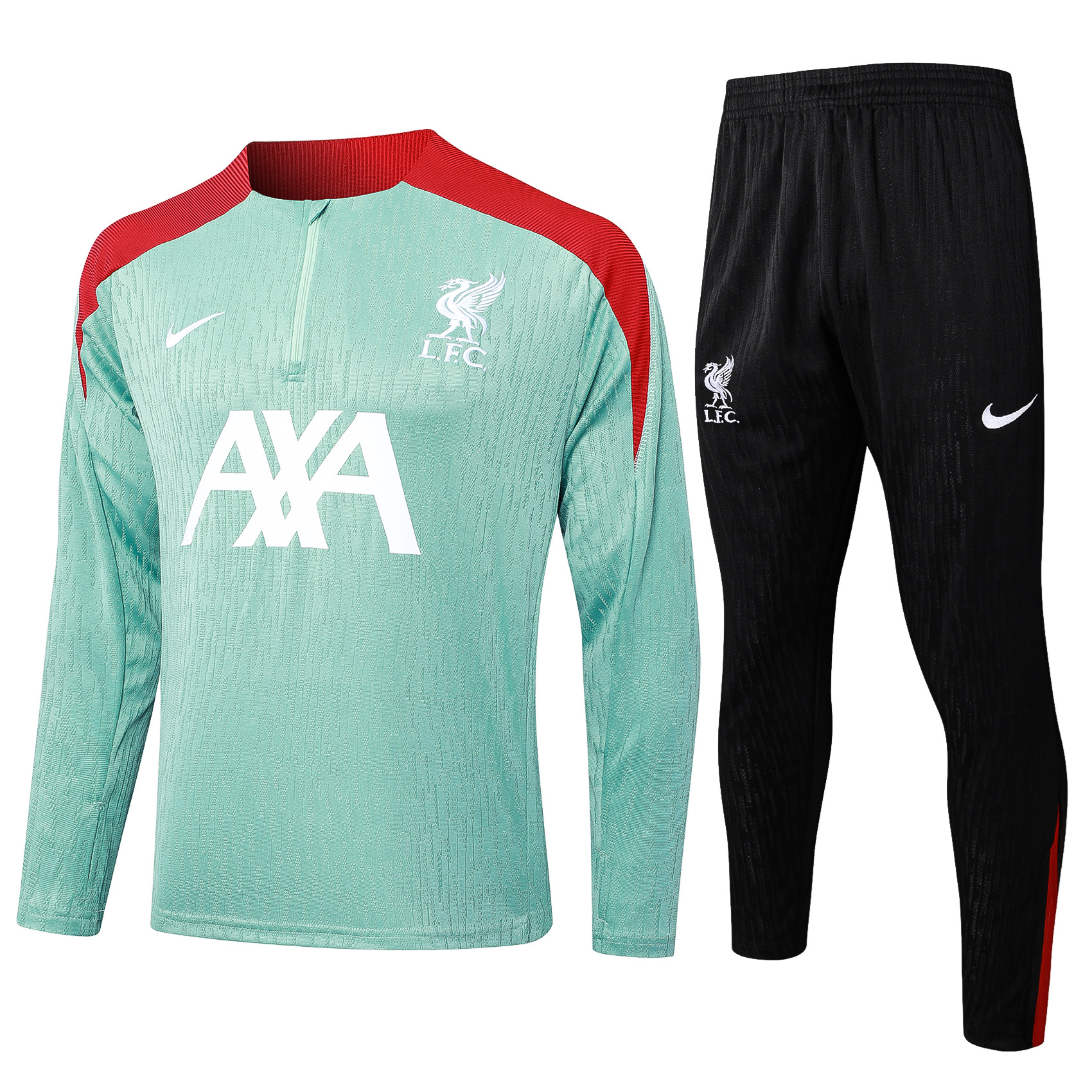 Liver.pool 24-25 Long Sleeve Training Set - Player Version - Green Top and Black Pants - JerseysGala
