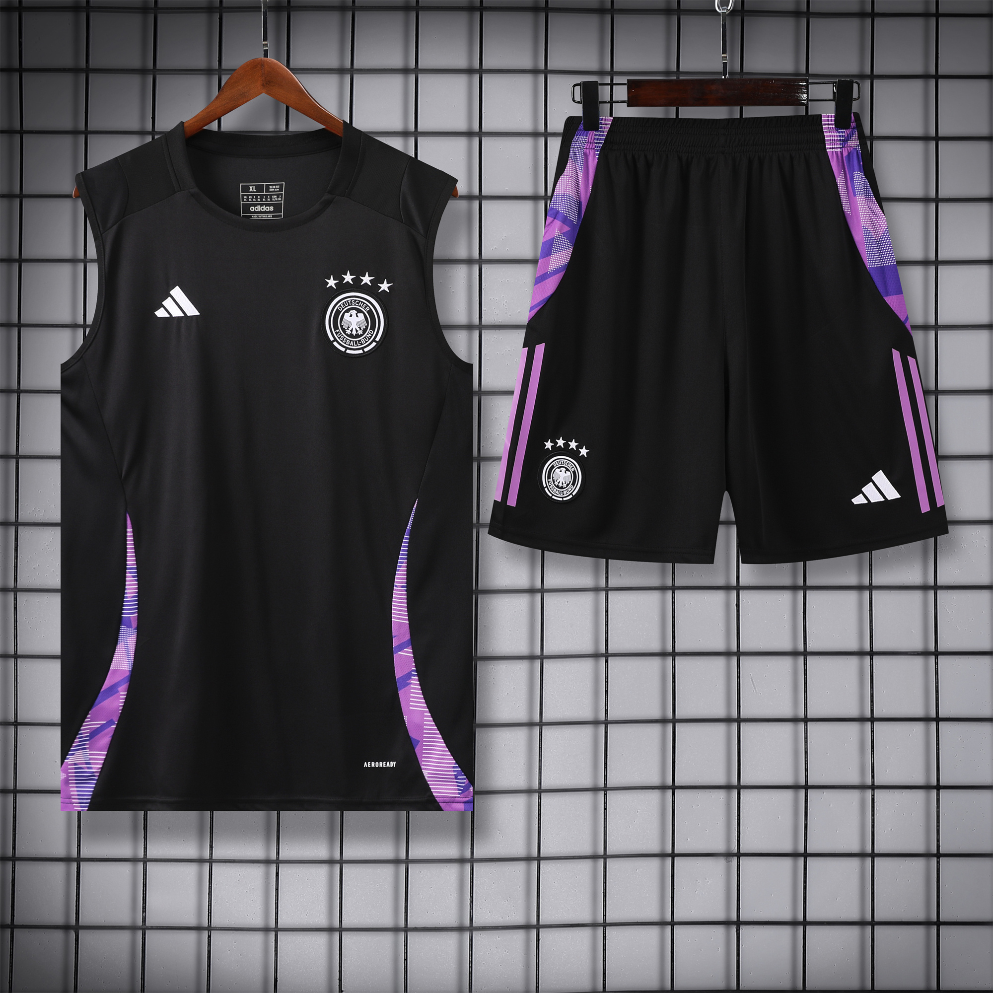 Germany 24-25 Training Vest Suit - Black - JerseysGala