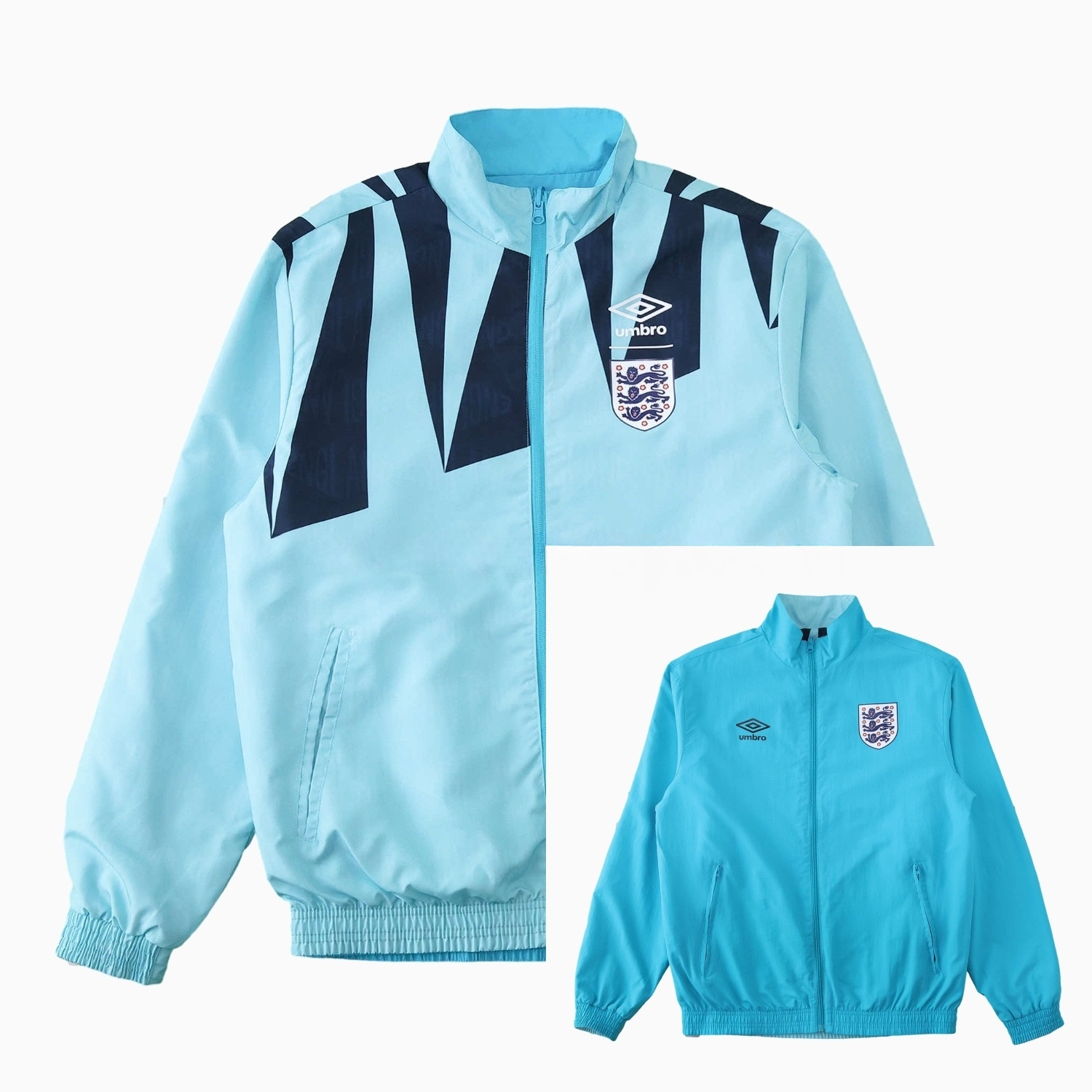 Retro England 1992 Double Sided Reversible Windbreaker - Blue & Green - JerseysGala