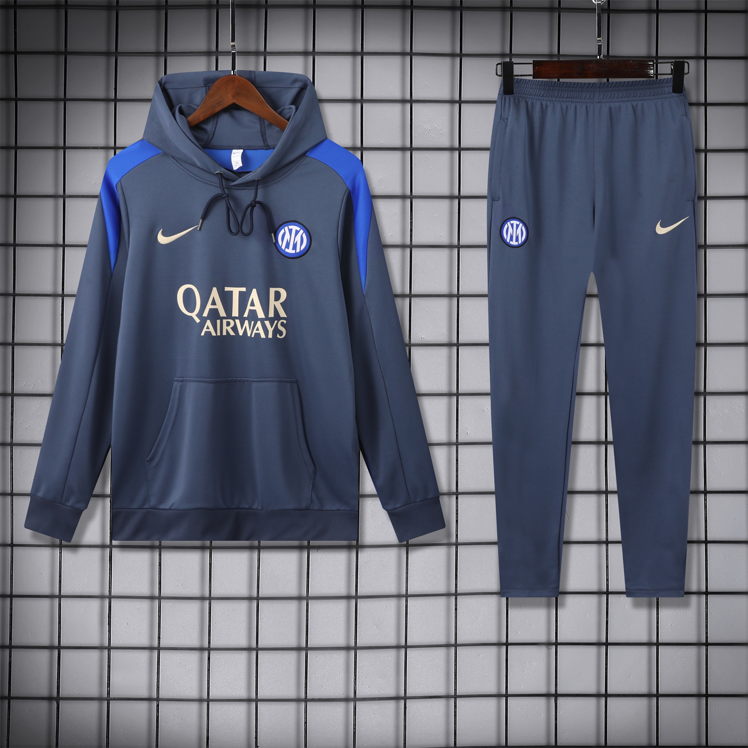 Inter Milan 24-25 Training Hoodie Set - Blue - Gray Hoodie and Pants - JerseysGala