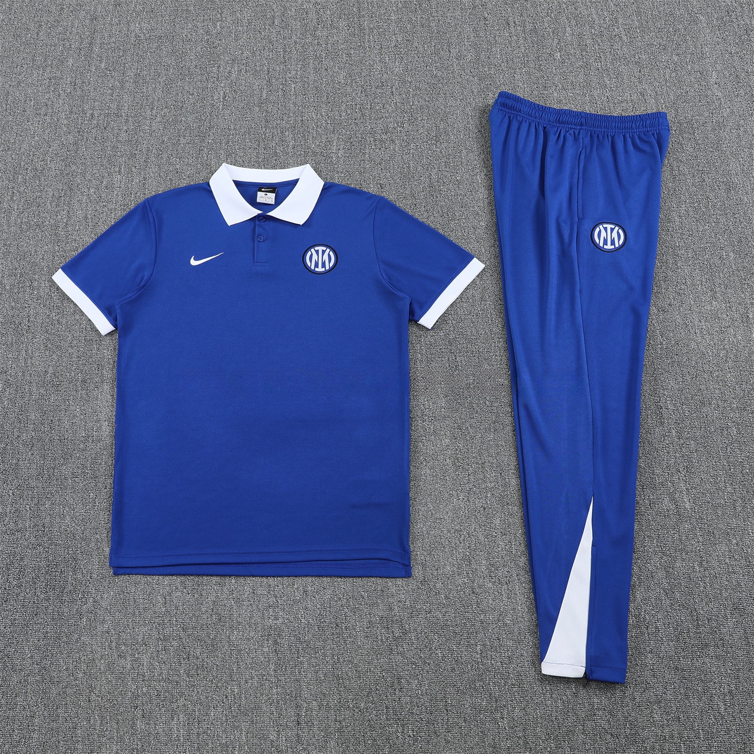 Inter Milan 25-26 POLO Short-Sleeve Training Set - Blue Top and Pants - JerseysGala