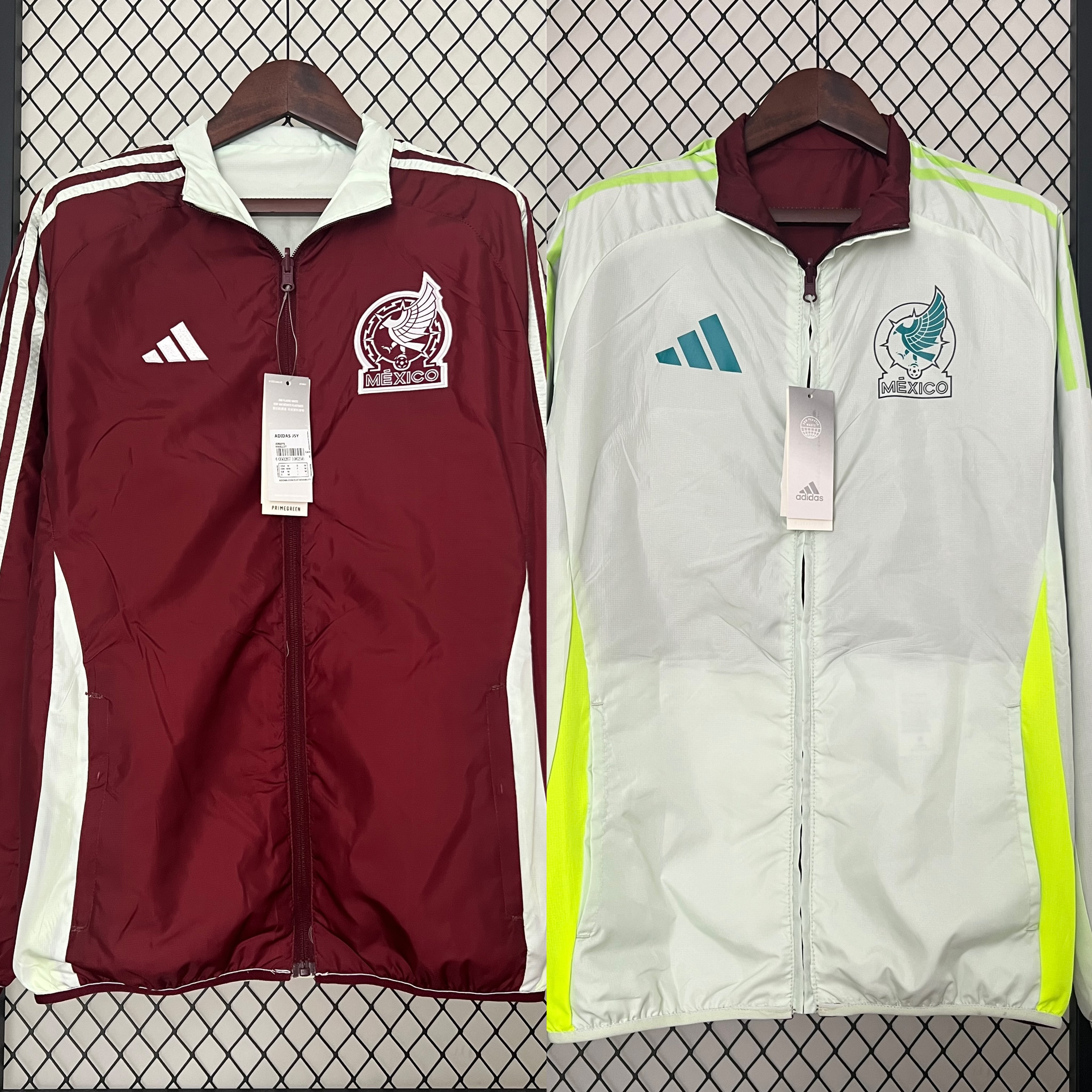 Mexico 2024 Double Sided Reversible Windbreaker - Red & Grey - JerseysGala