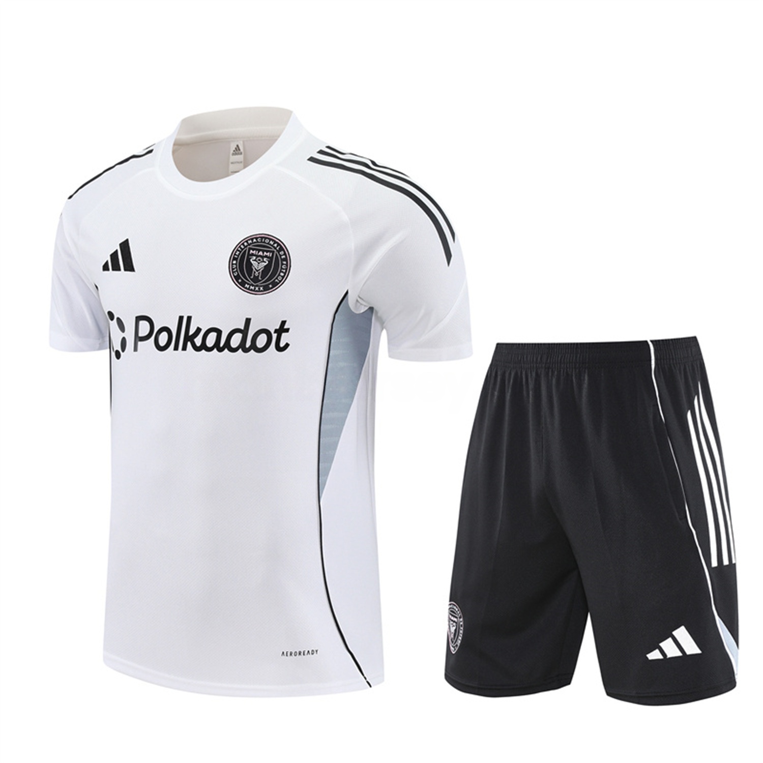 INT M.A.M 25-26 Short-Sleeve Training Set - White Top and Black Shorts - JerseysGala