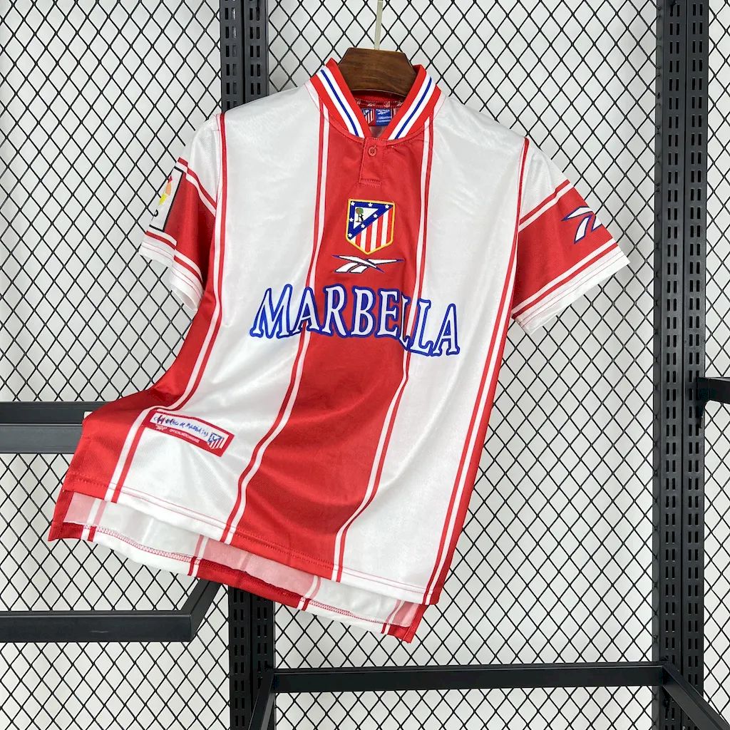 Retro Atletico Madrid 1999-00 Home Jersey with La Liga Patch - JerseysGala