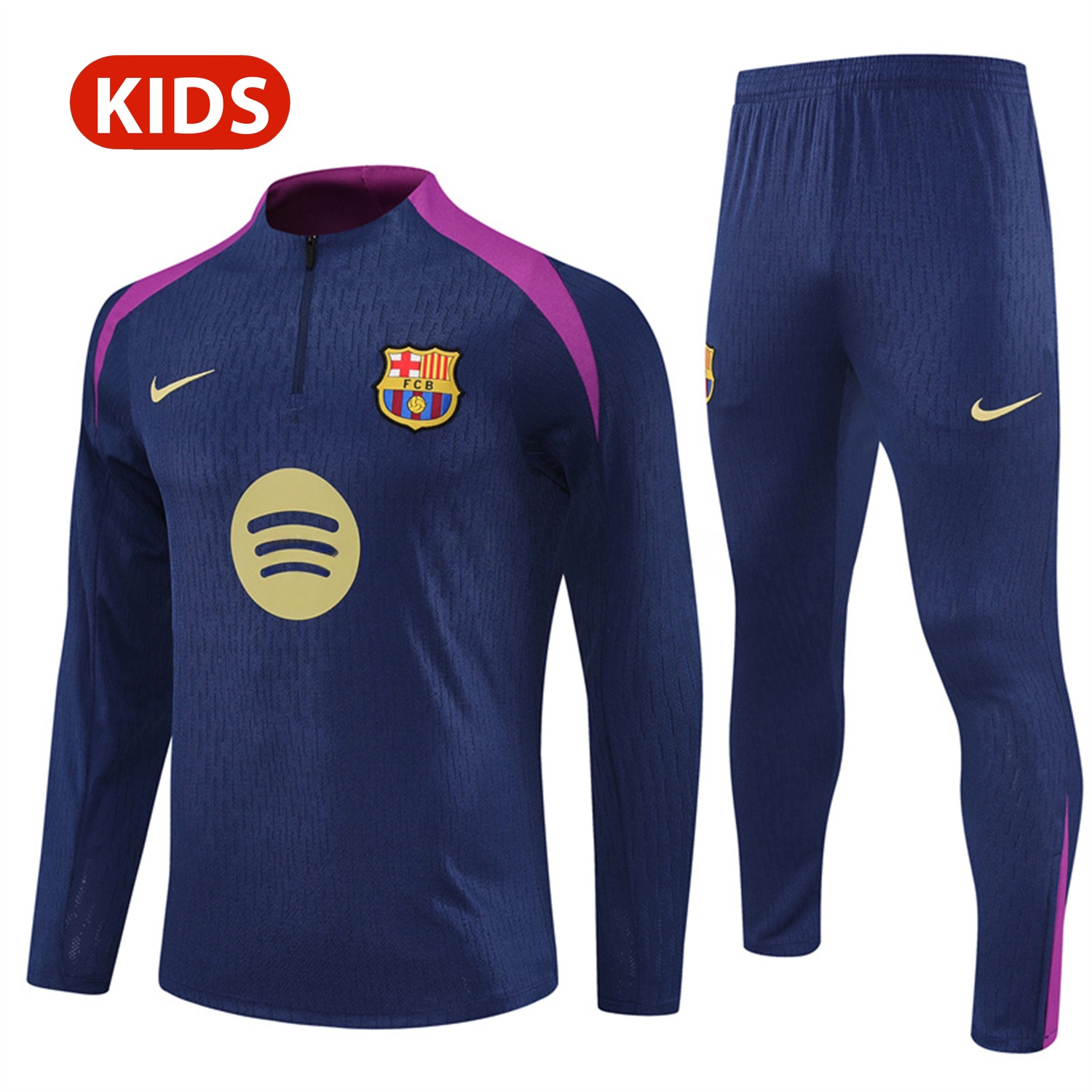Barcelona 25-26 Kid Long Sleeves Training Set - Royal Blue Top & Royal Blue Pants - JerseysGala