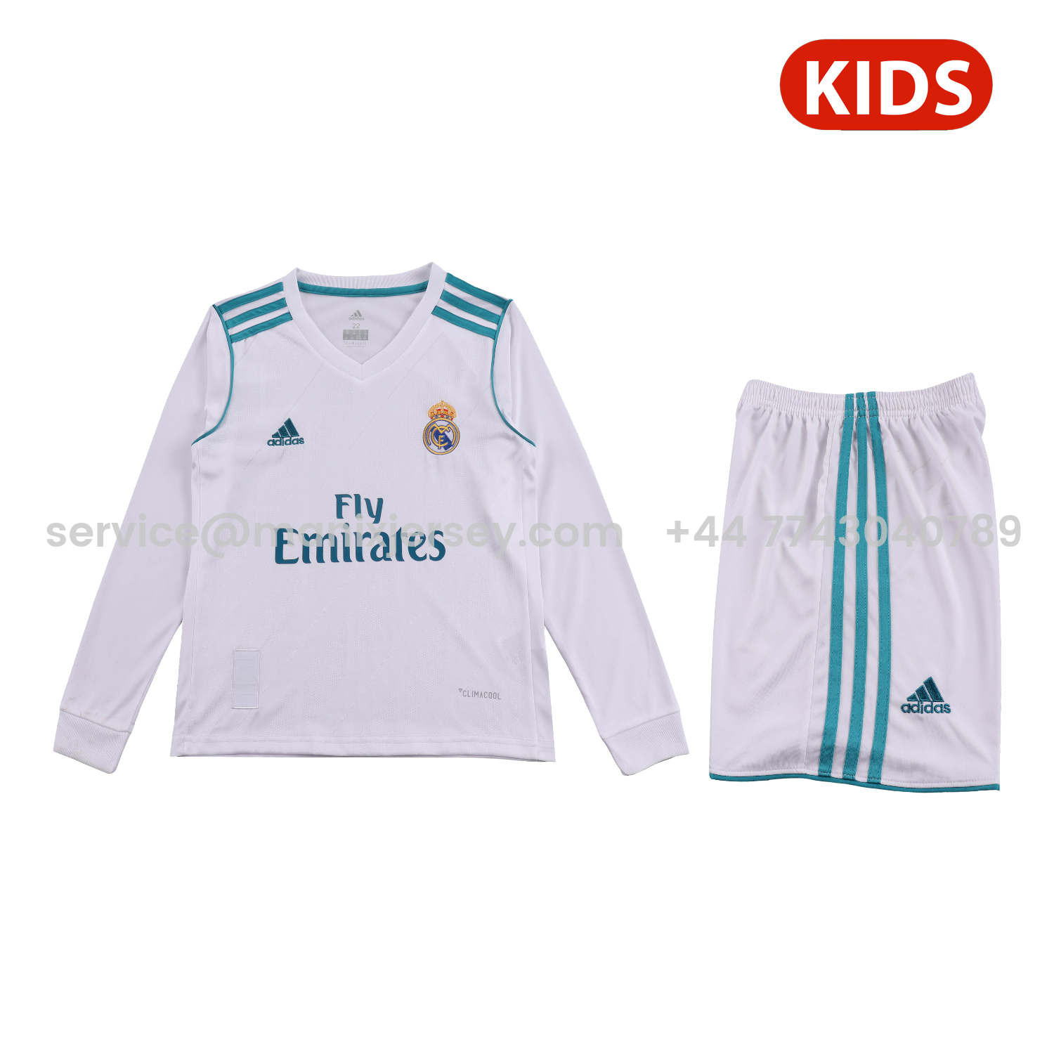 Retro Real Madrid 17-18 Home Long Sleeves Kids Kit - JerseysGala