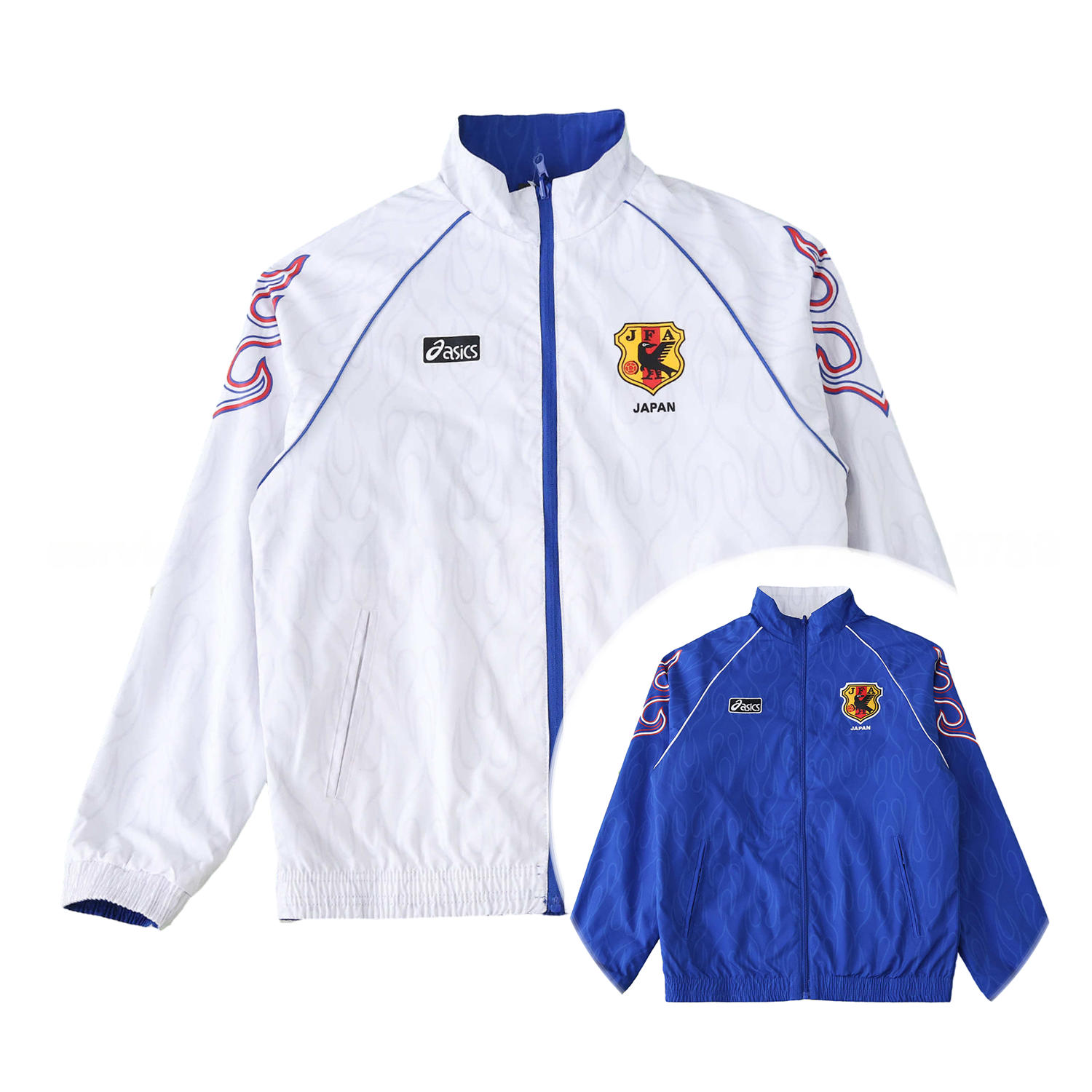 Retro Japan 1998 Throwback Double Sided Reversible Windbreaker - White & Blue - JerseysGala
