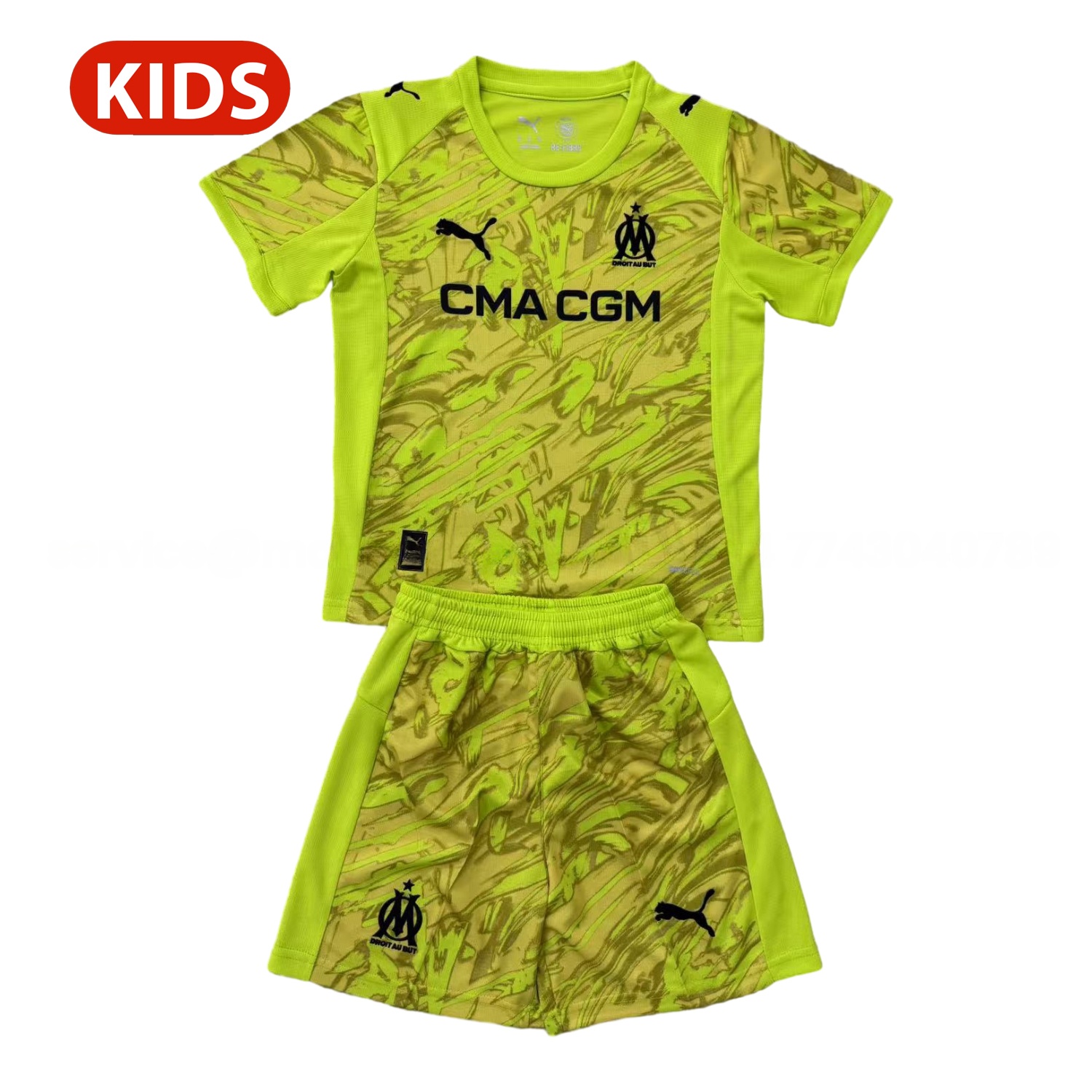 Marseille 25-26 Green Goalkeeper Kids Kit - JerseysGala